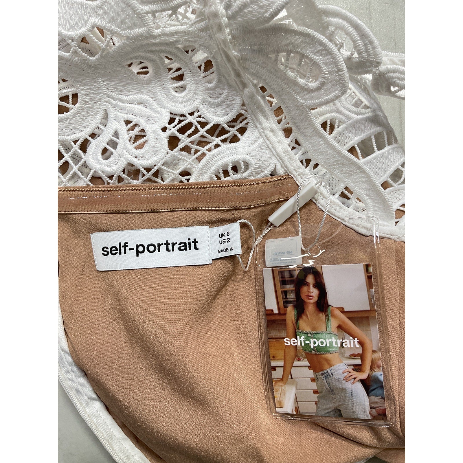 Self-Portrait 'Guipure' White Lace Sleeveless Mini Dress Size 2 - NWT