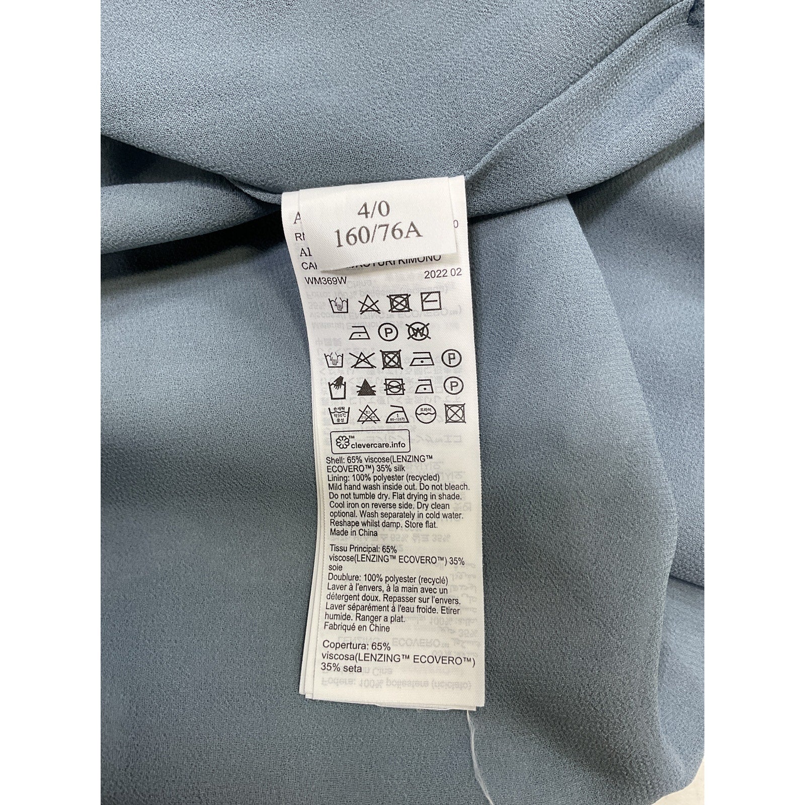 Allsaints 'Carina' Blue Viscose Kuroyuri Silk Blend Kimono Coat Size