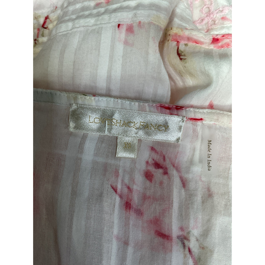 Loveshackfancy 'Lilium' Pink Floral Linen Dress Size XS