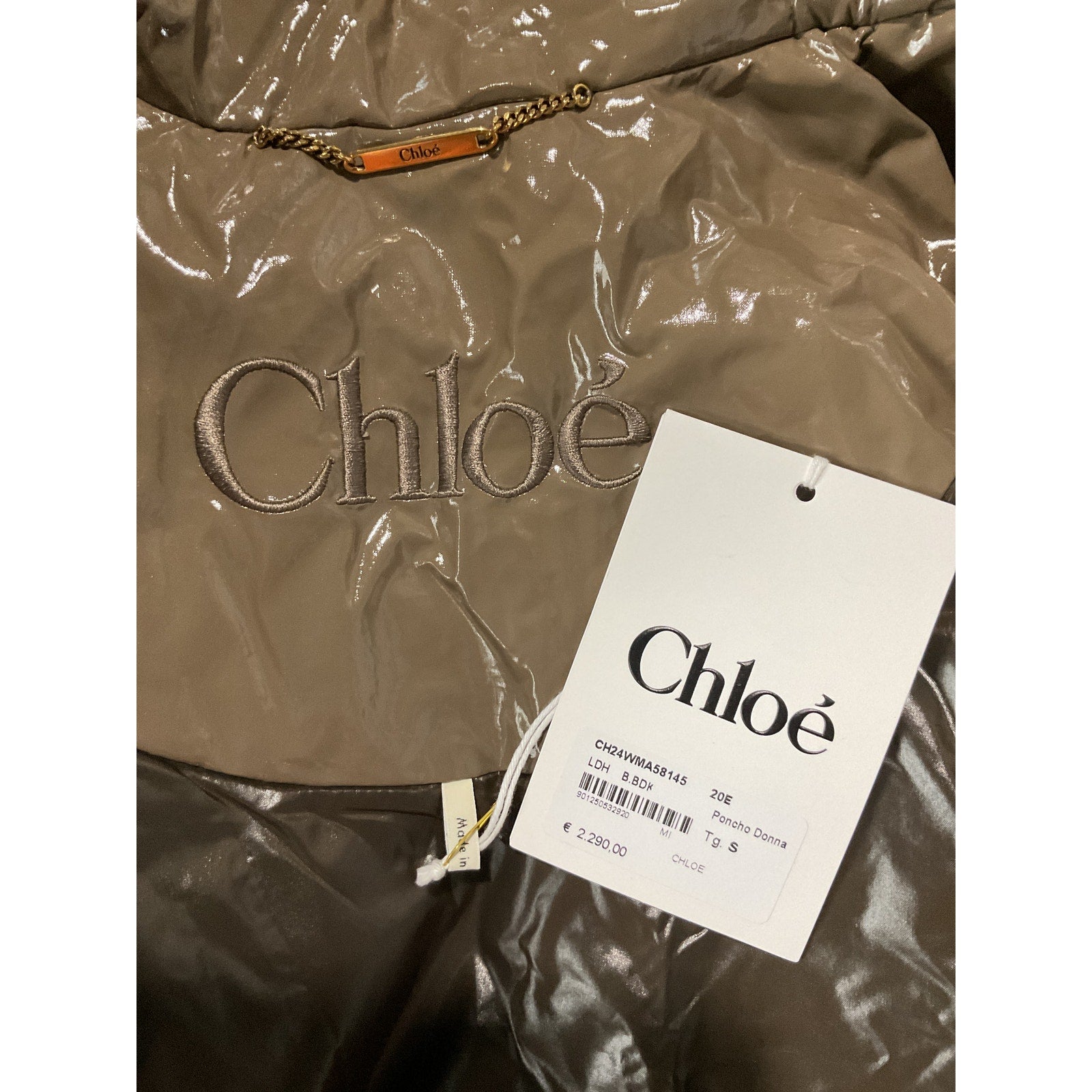 Chlo� Brown Cotton Cropped Lacquered Capelet Jacket Size S - NWT