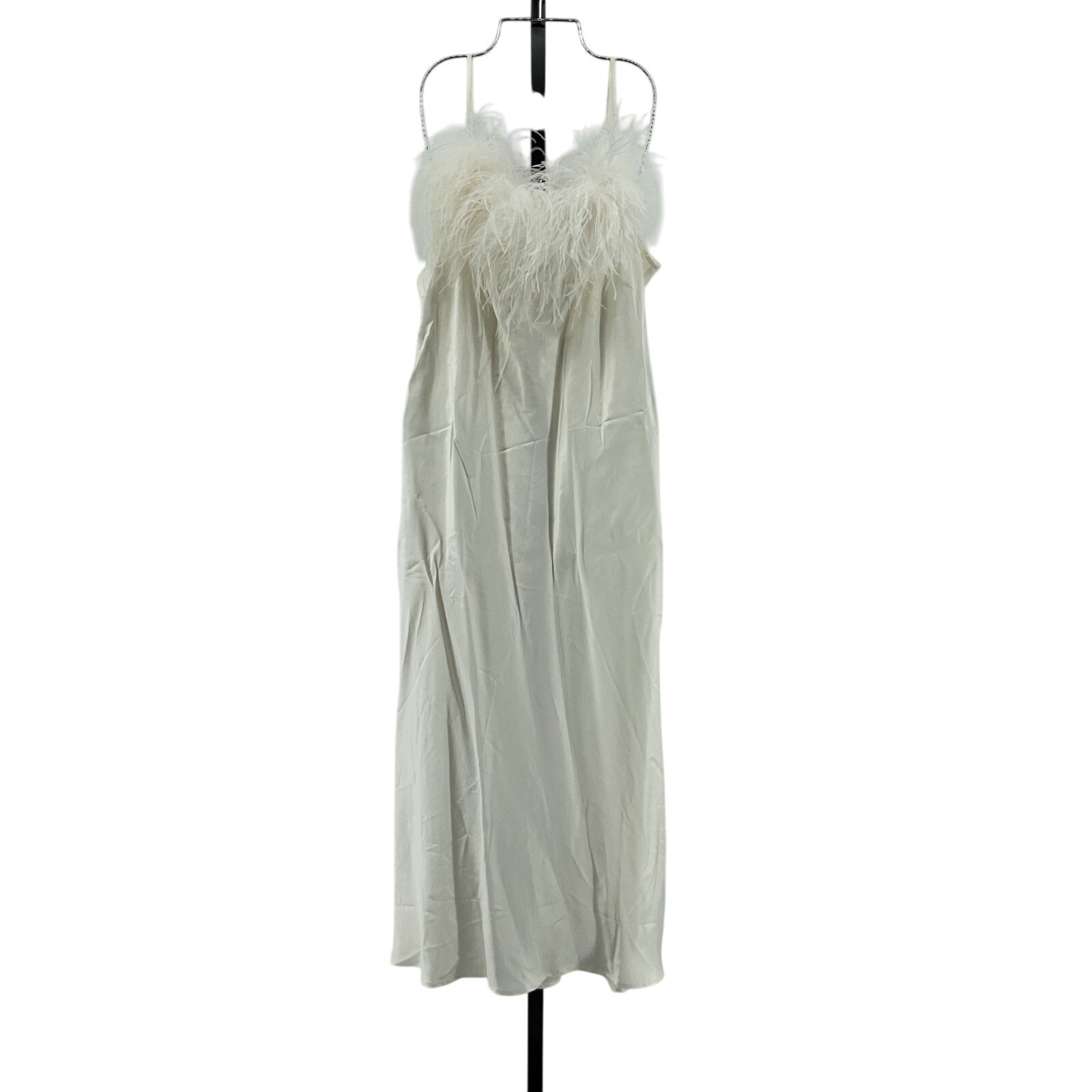 Sleeper 'Boheme' White Rayon Slip Dress With Feathers Size XL