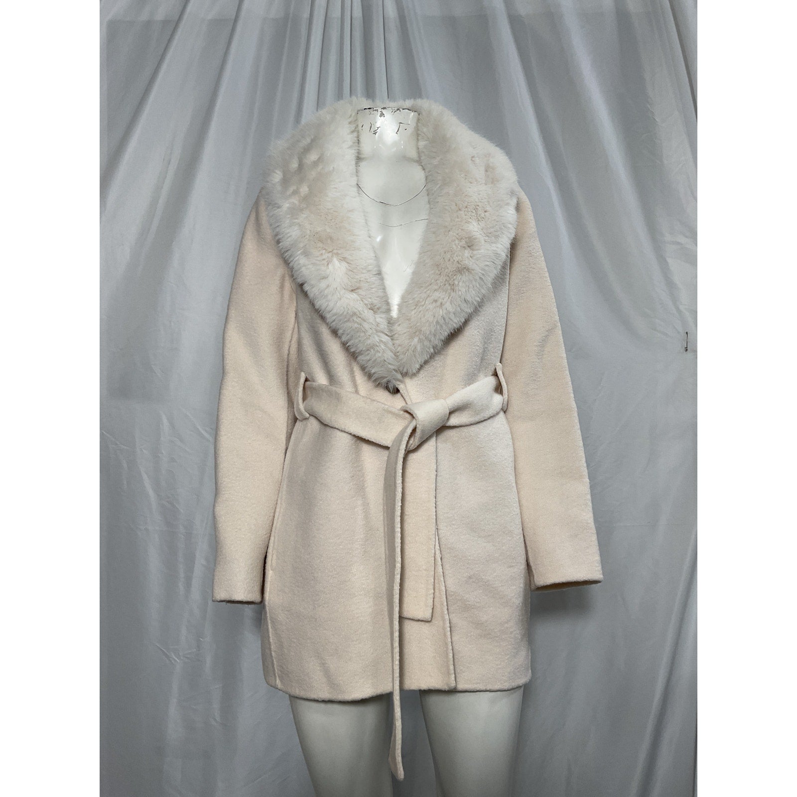 Maje 'Galaxyo' White Faux Fur Collar Coat Size 4