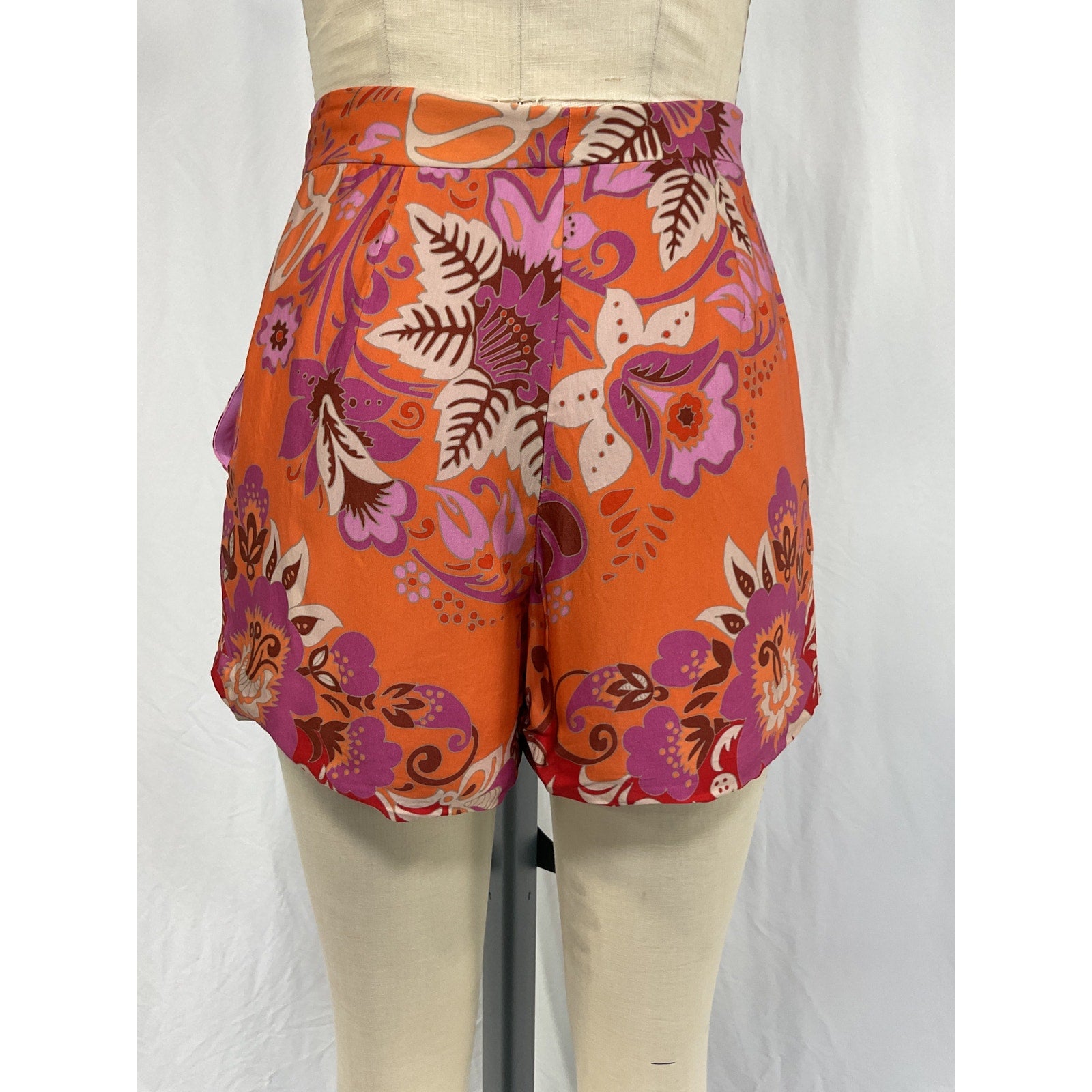 Alexis 'Flore' Orange Viscose Short Size XS