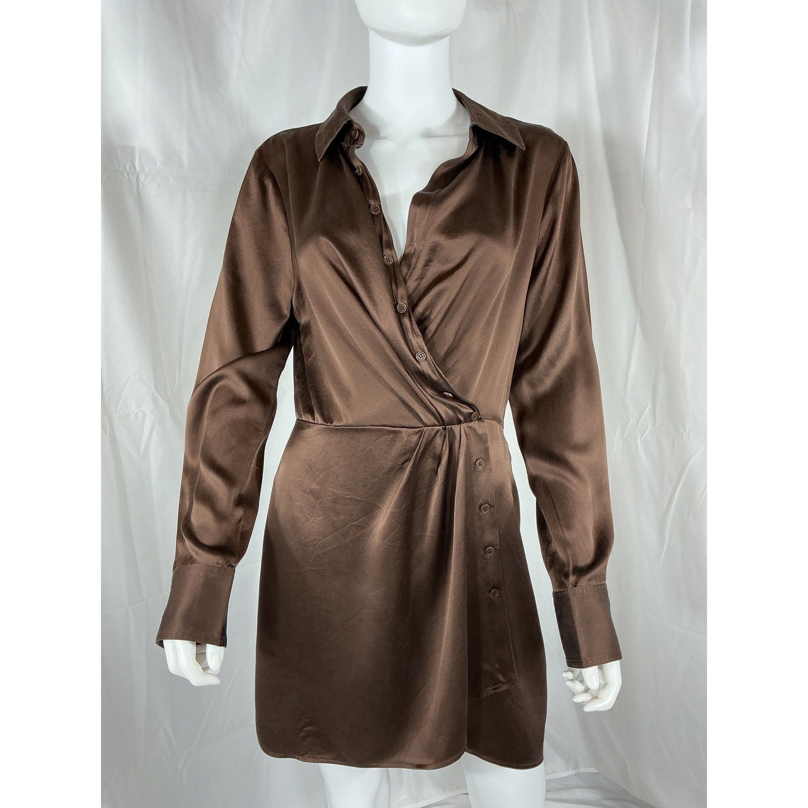 Reformation 'Alaine' Brown Silk Dress Size 8