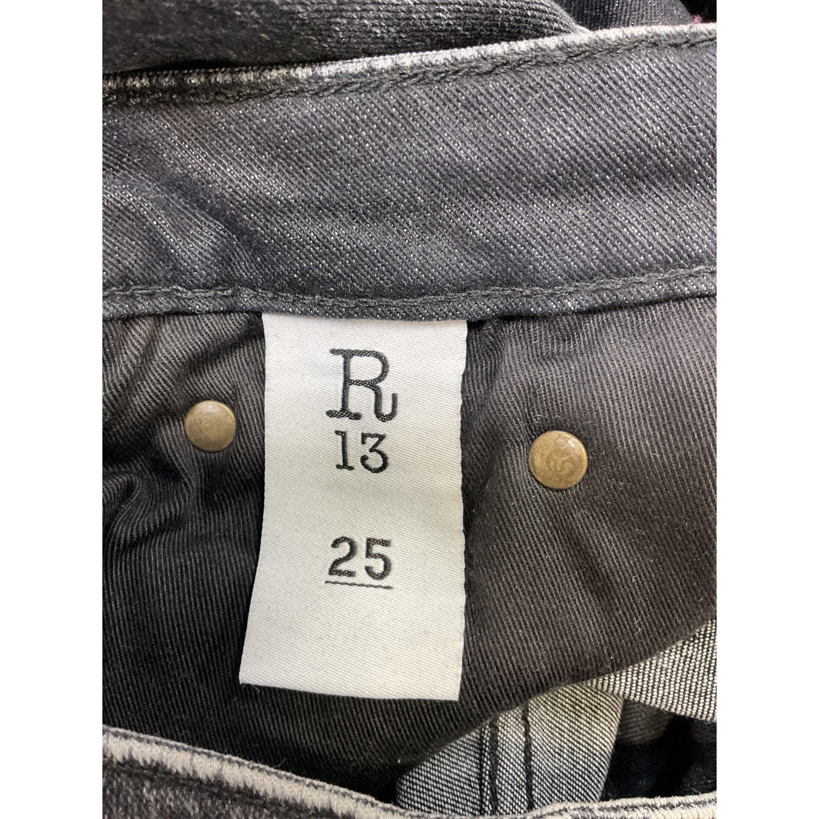 R13 'Alison' Skinny Black Cotton Denim Jean Size 25