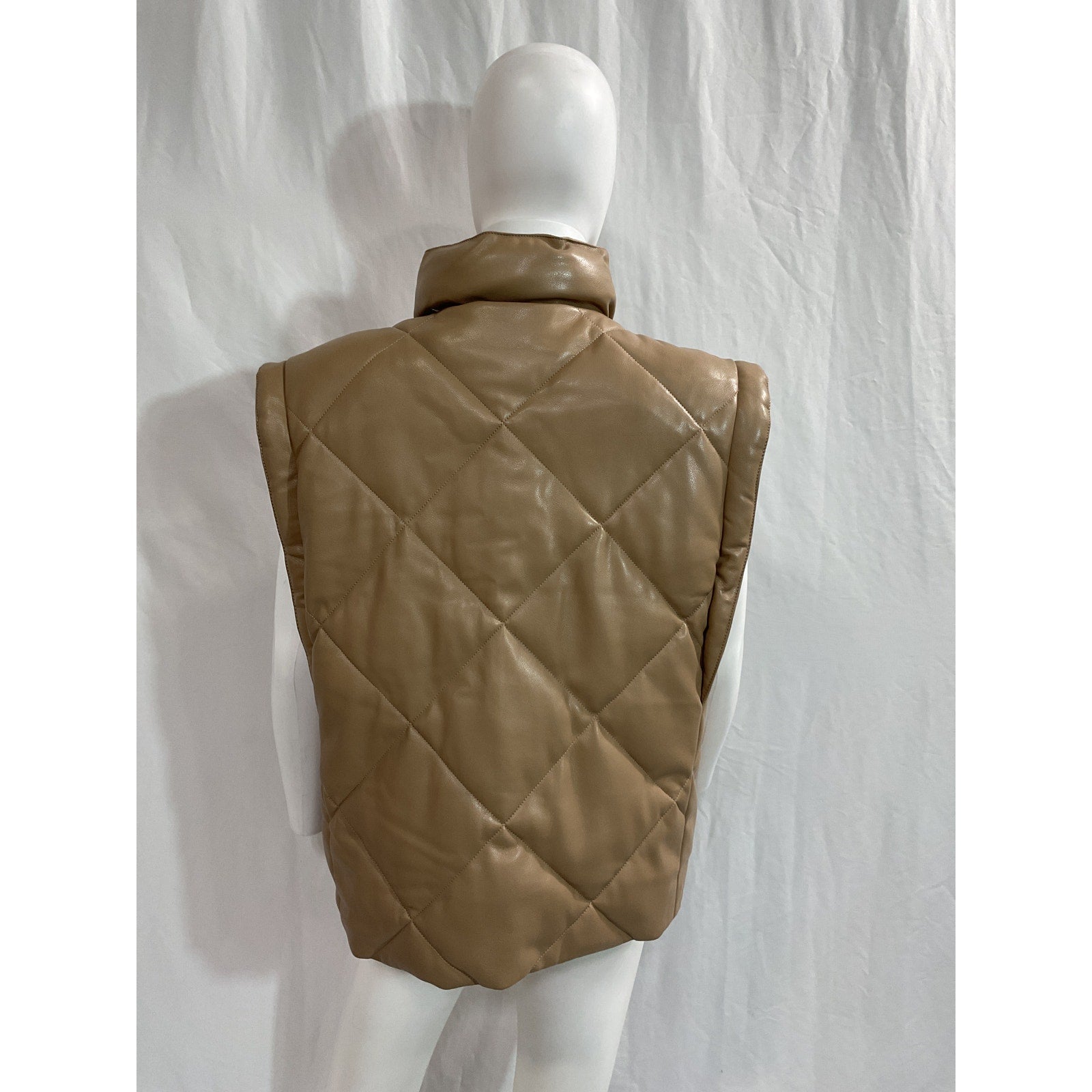 Pistola 'Candice' Beige Faux Fur Puffer Vest Size M