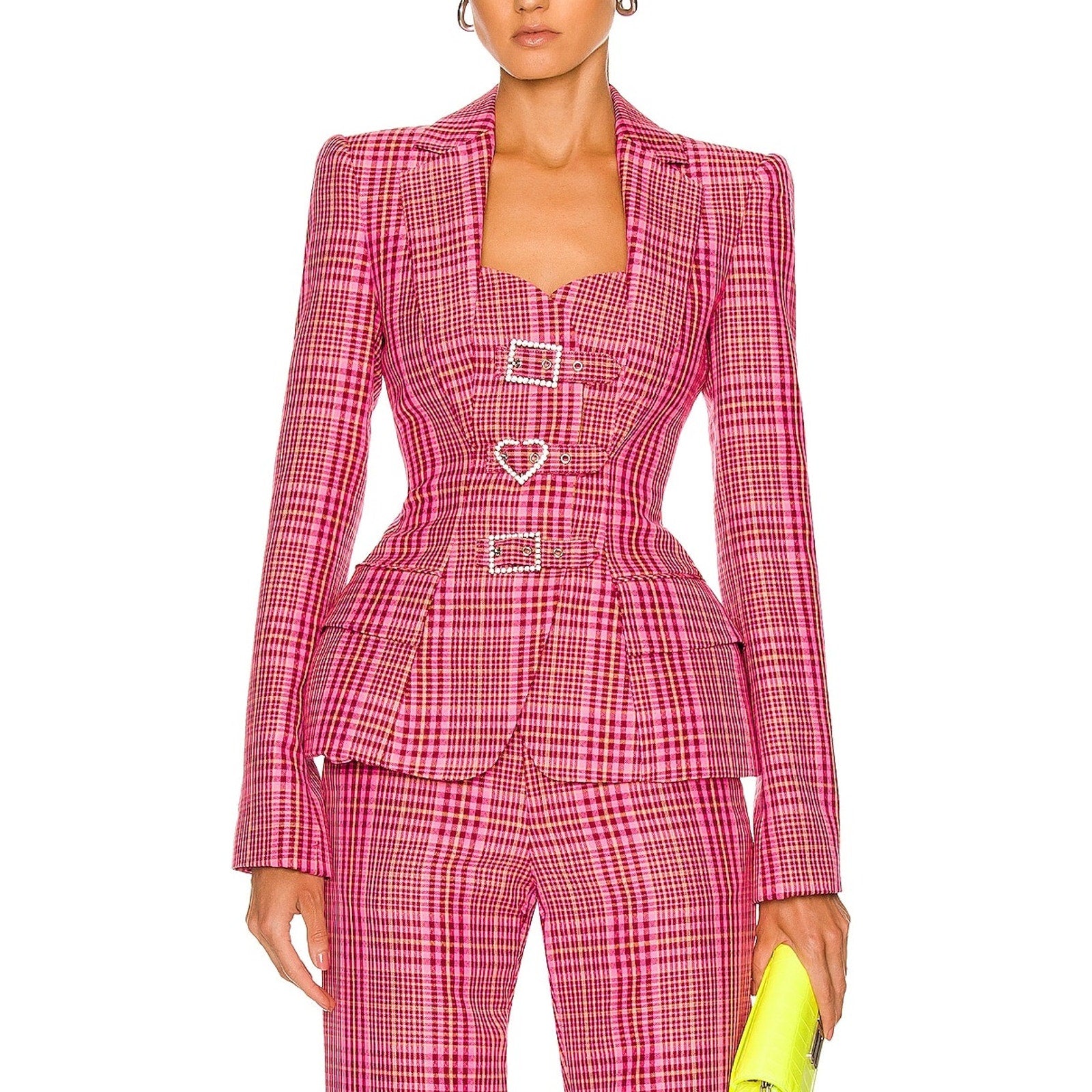 Area Crystal Buckle Pink 'Hourglass' Blazer Size 2