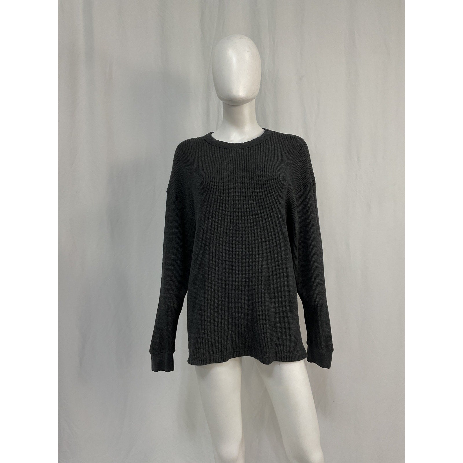 Donni. 'Thermal' Grey Cotton Crewneck Sweater Size L