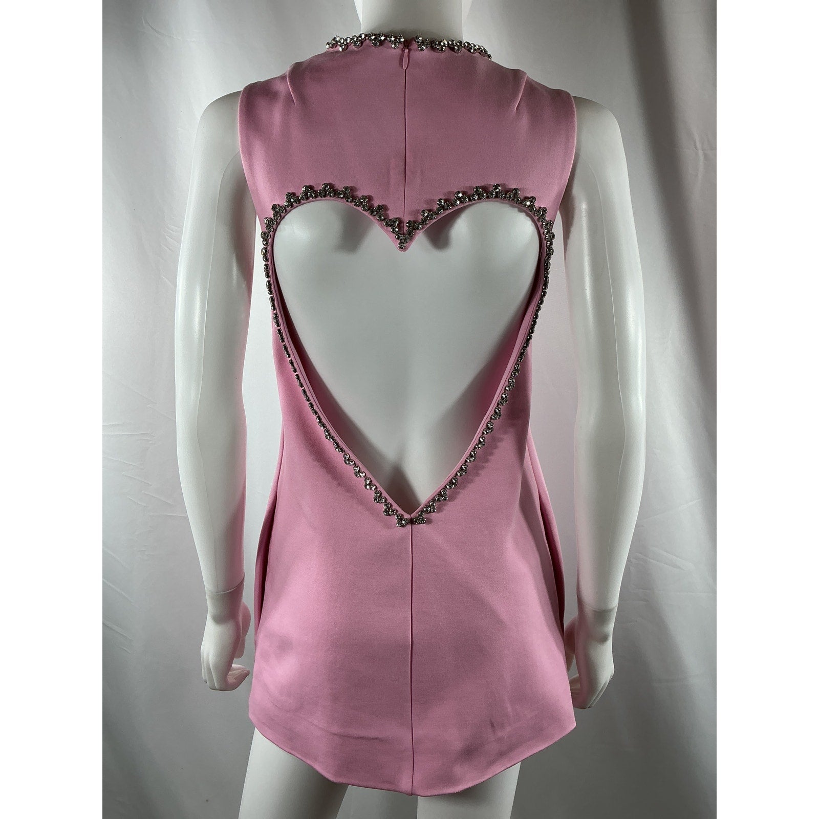 Area Crystal Heart Pink Rayon Back Dress Size XS