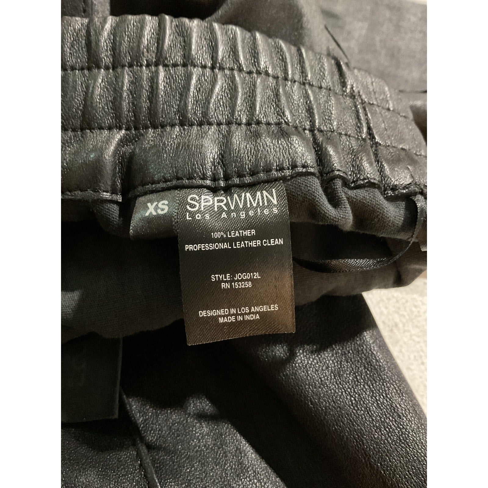 Sprwmn Slim Fit Black Leather Cuffed Jogger Size XS - NWT