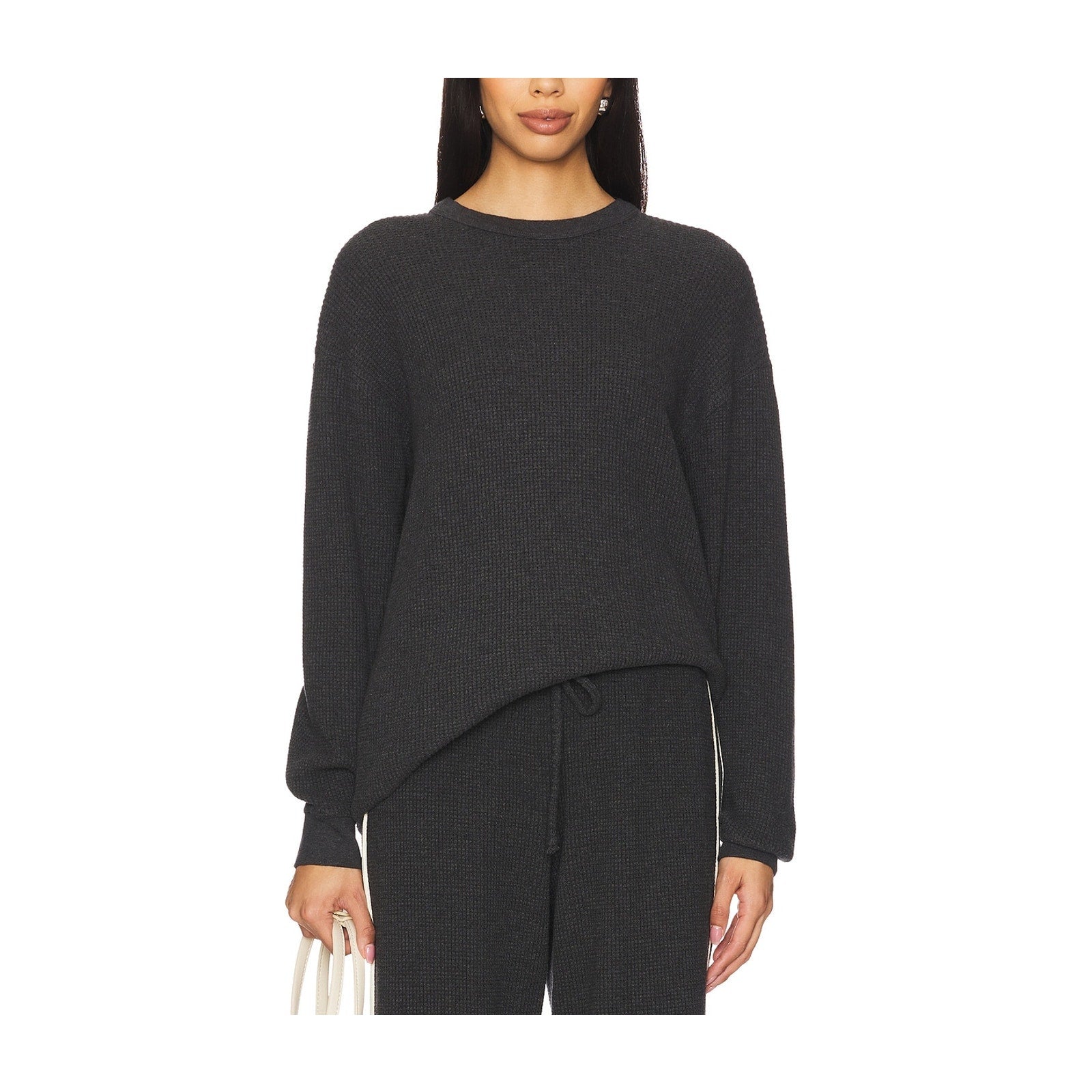 Donni. 'Thermal' Grey Cotton Crewneck Sweater Size L