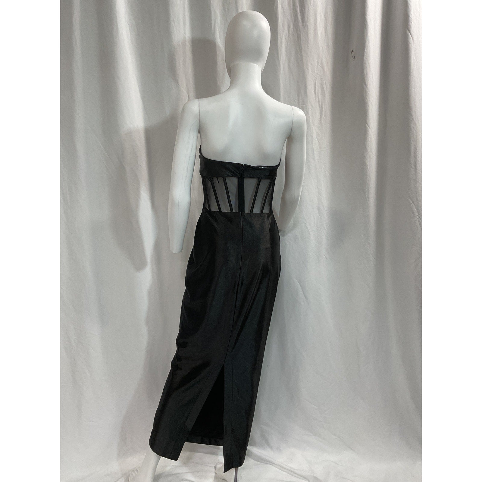 Retrofete 'Baila' Black Satin Dress Size S