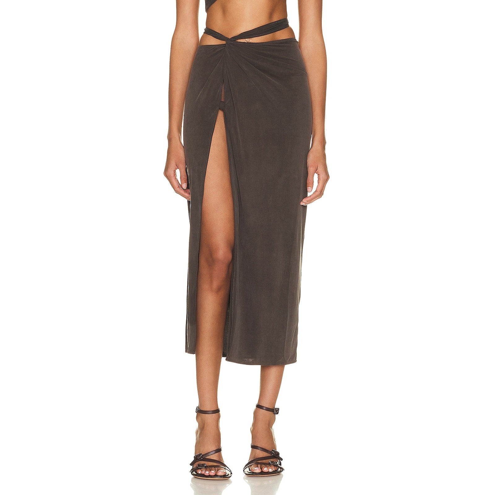 Jacquemus 'La Jupe Espelho' Brown Cupro Skirt Size M - NWT