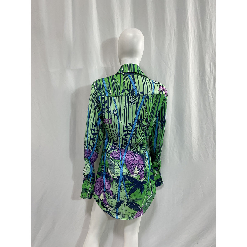Fiorucci 'Tiger' Green Print Shirt Dress Size S