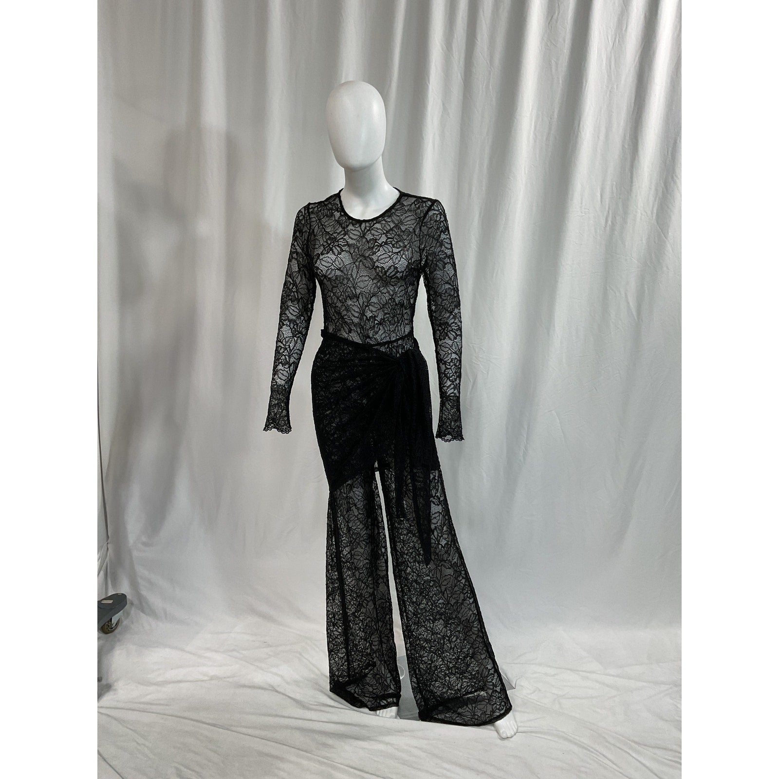 L'Agence 'Ali' Black Lace Jumpsuit Size S