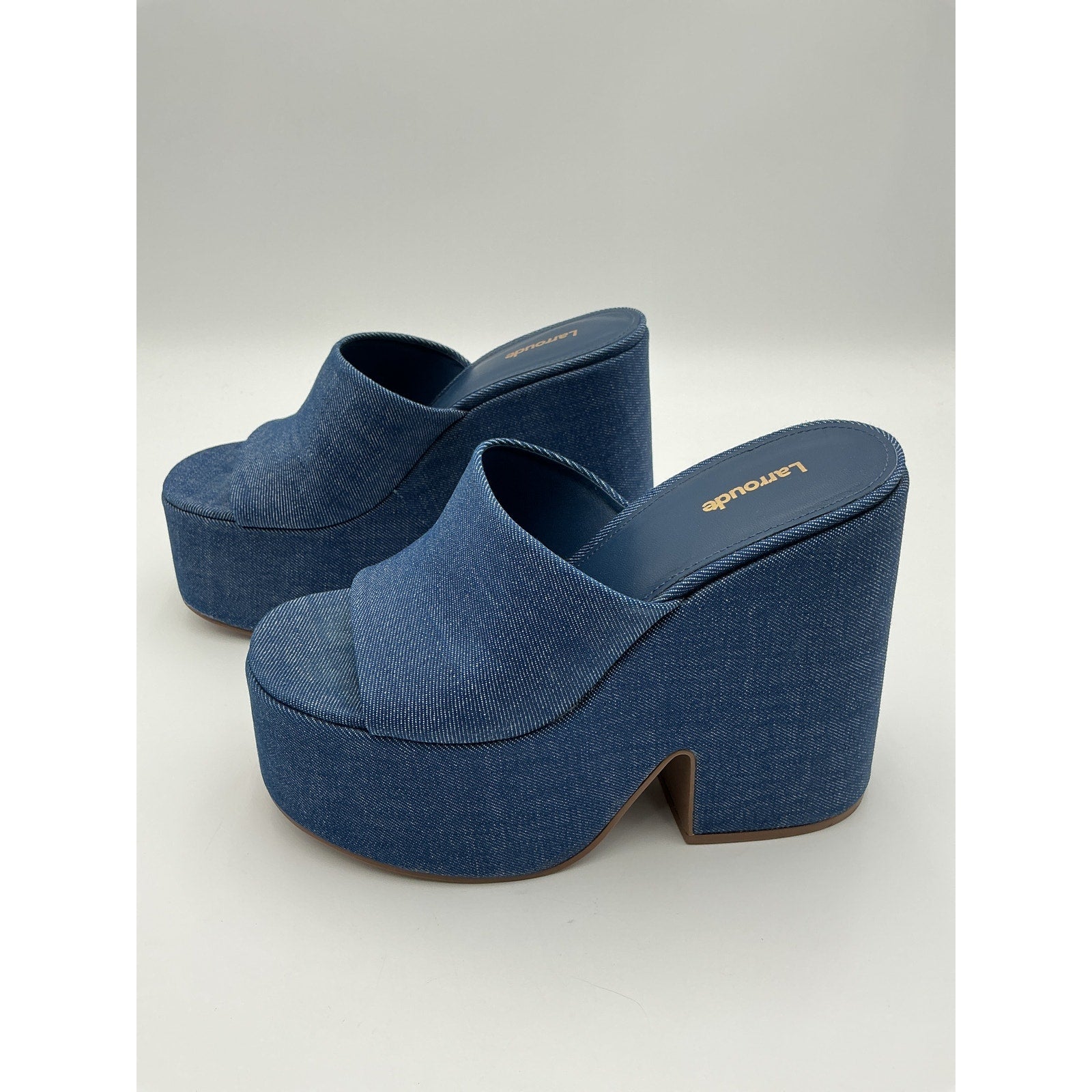 Larroude 'Wanda' Blue Denim Mule Size 8.5