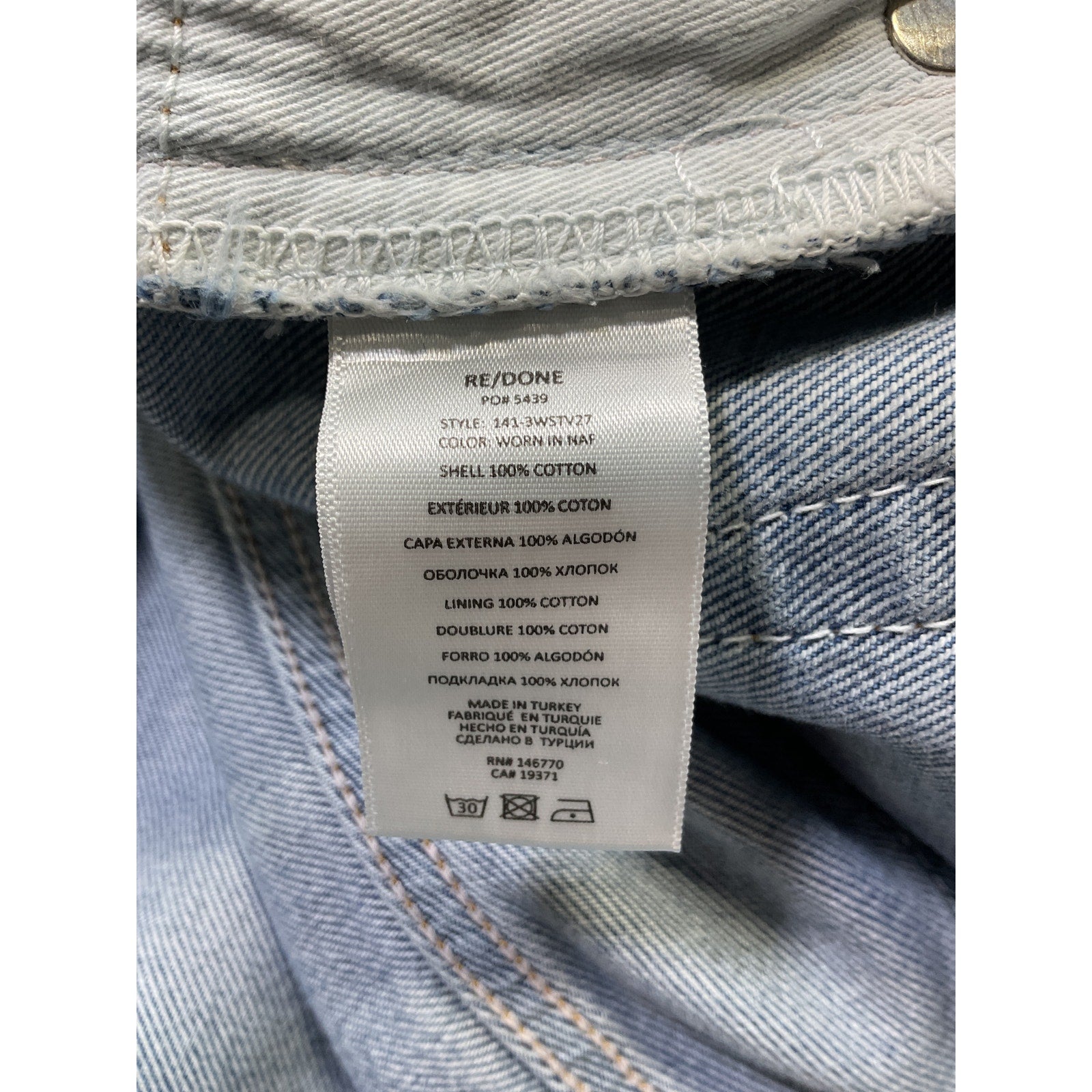 Re/Done '70s' Blue Stove Pipe Denim Jeans Size 30