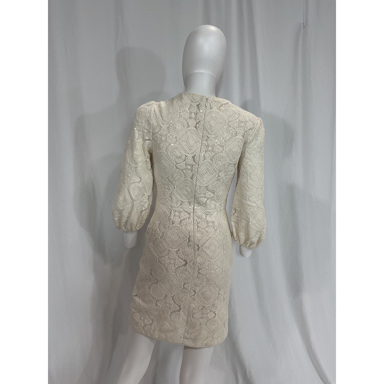Maje 'Richet' White V Neck Sequined Mini Dress Size 36