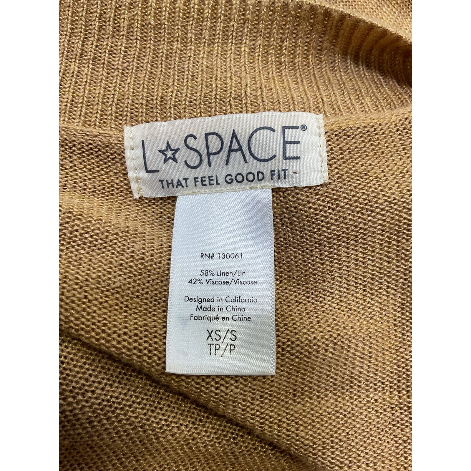 L*Space 'Azores' Tan Linen Duster Cardigan Size XS