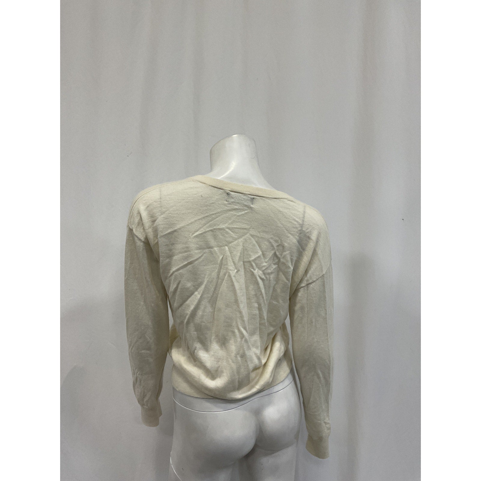 Naadam 'Fancy' White Cashmere V-Neck Sweater Size S