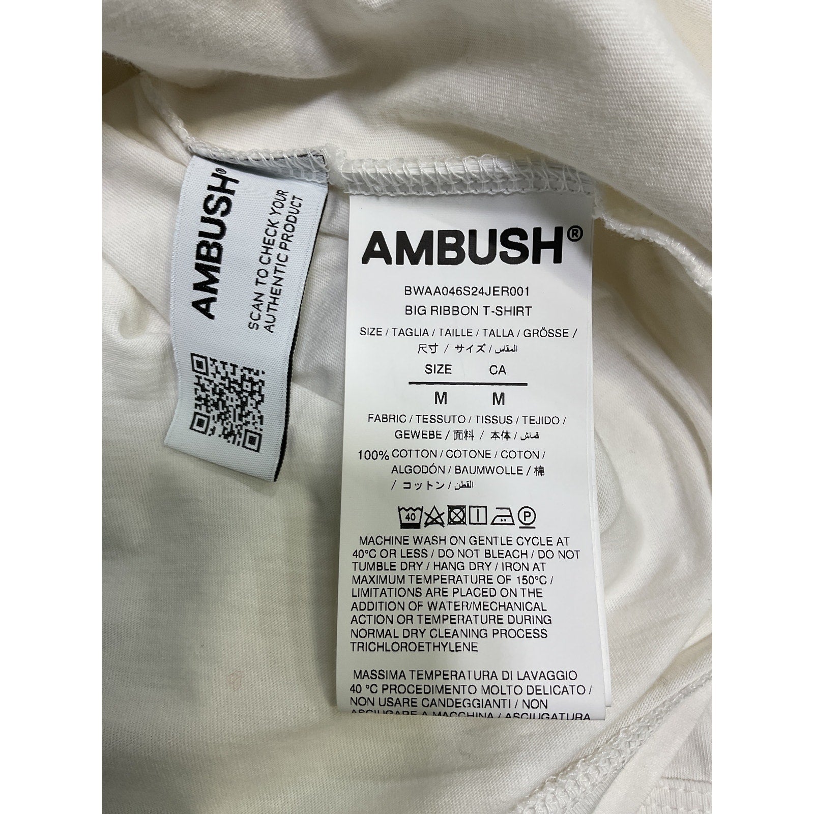 Ambush 'Big Ribbon' White T-Shirt Size M