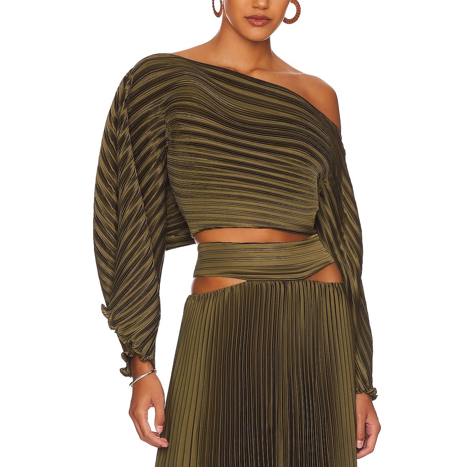 Aiifos 'Sonya' Green Satin Top Size XS
