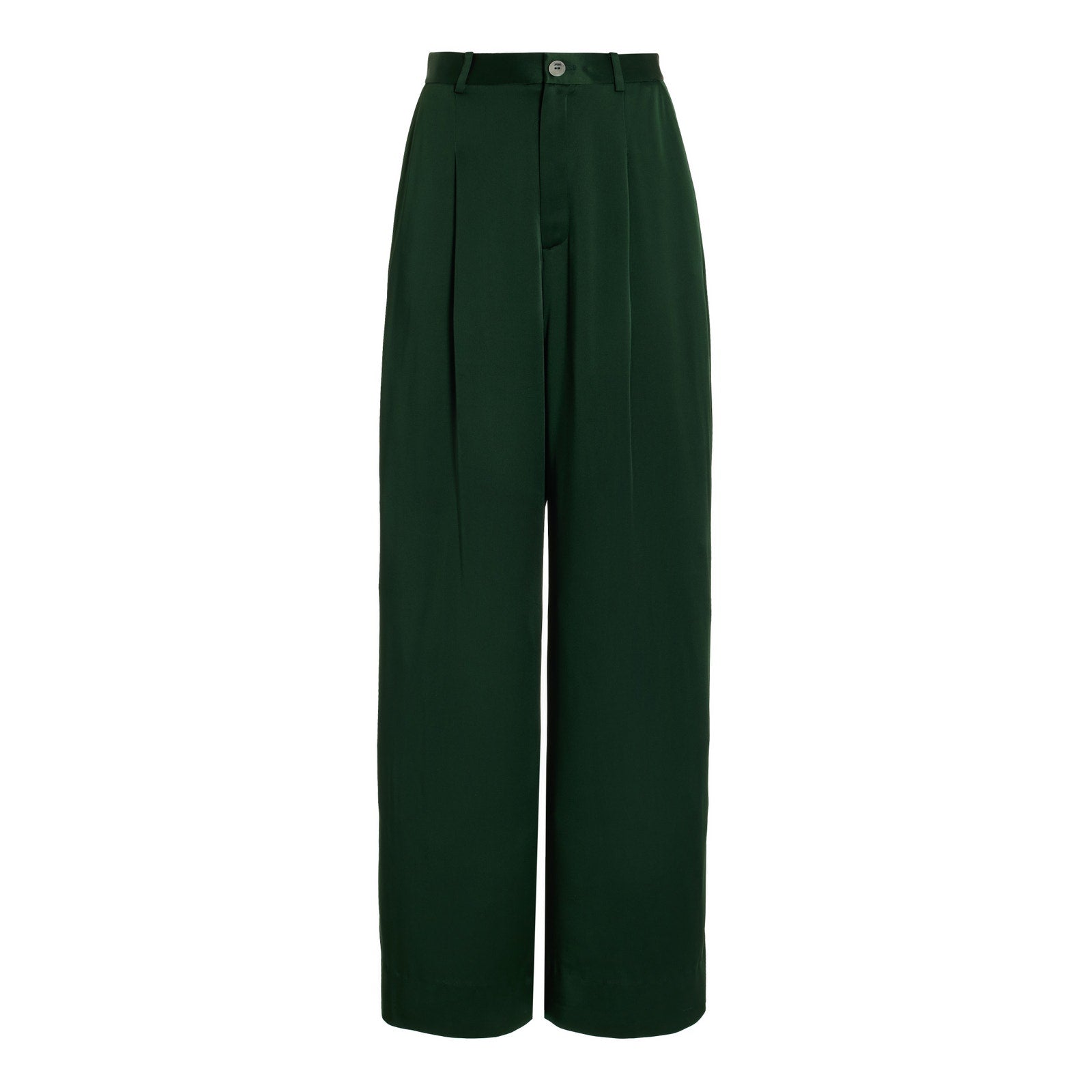 Lapointe 'Pleated' Green Satin Wide Leg Pants Size 0