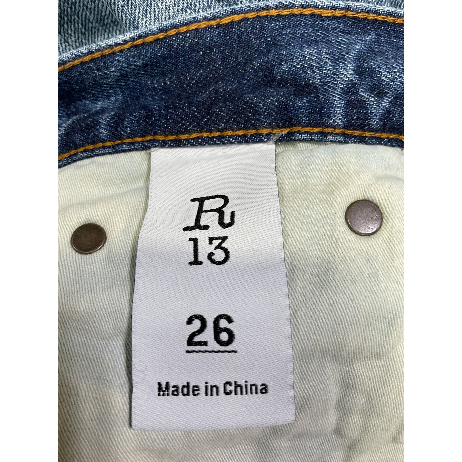 R13 'D'Arcy' Blue Loose Straight Leg Denim Jean Size 26