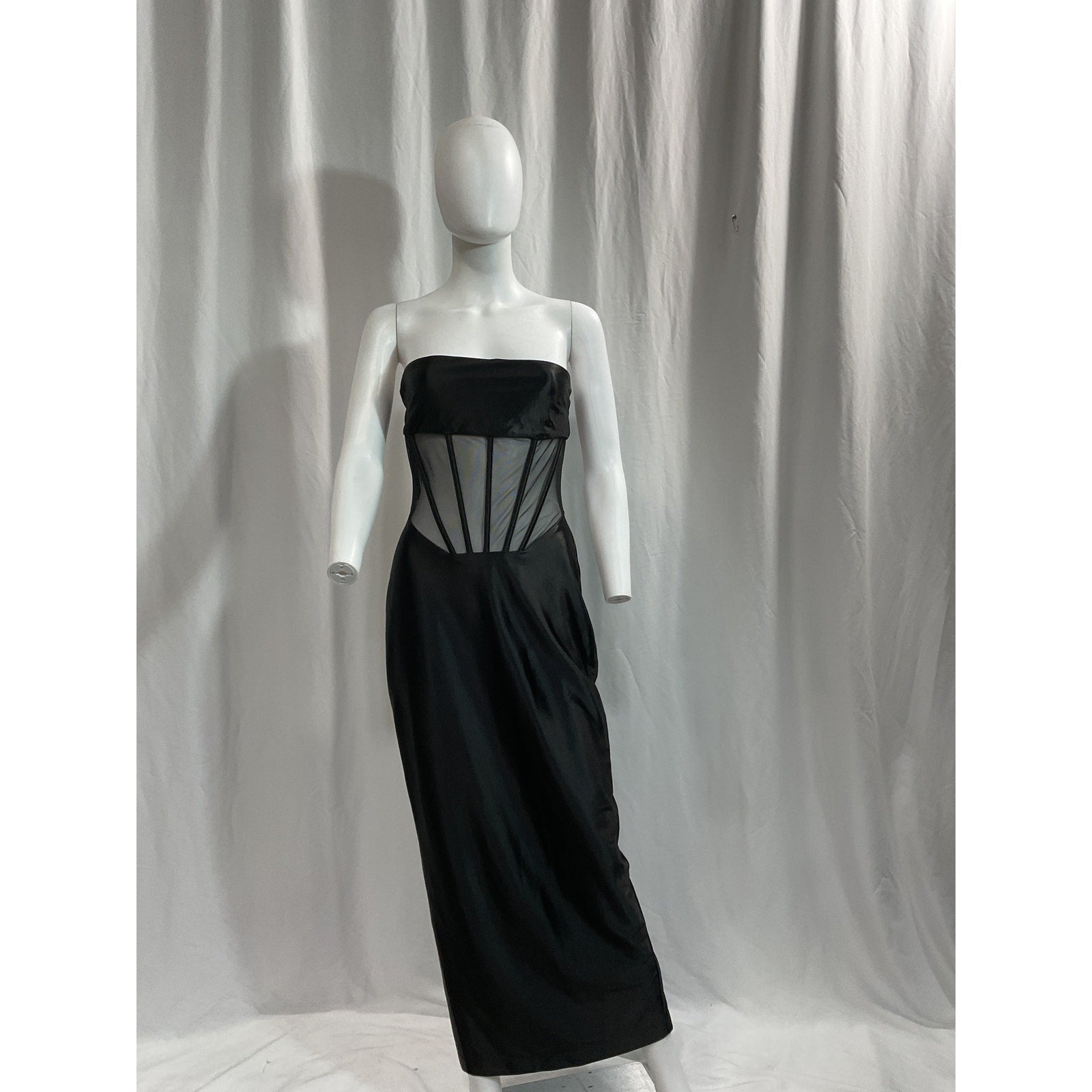 Retrofete 'Baila' Black Satin Dress Size S