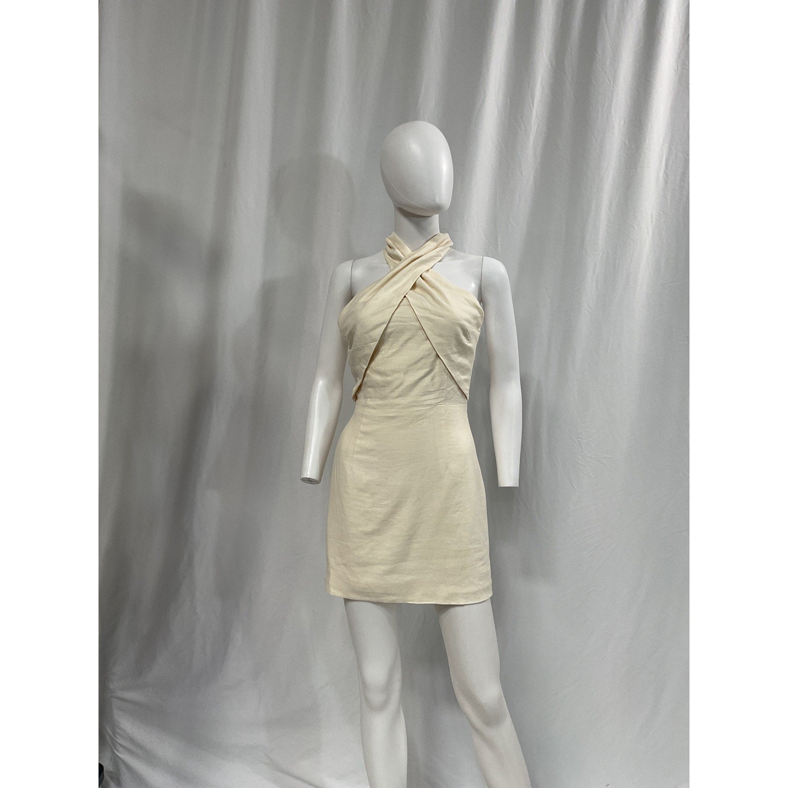Atoir 'The Selina' White Criscross Halterneck Linen Dress Size XS