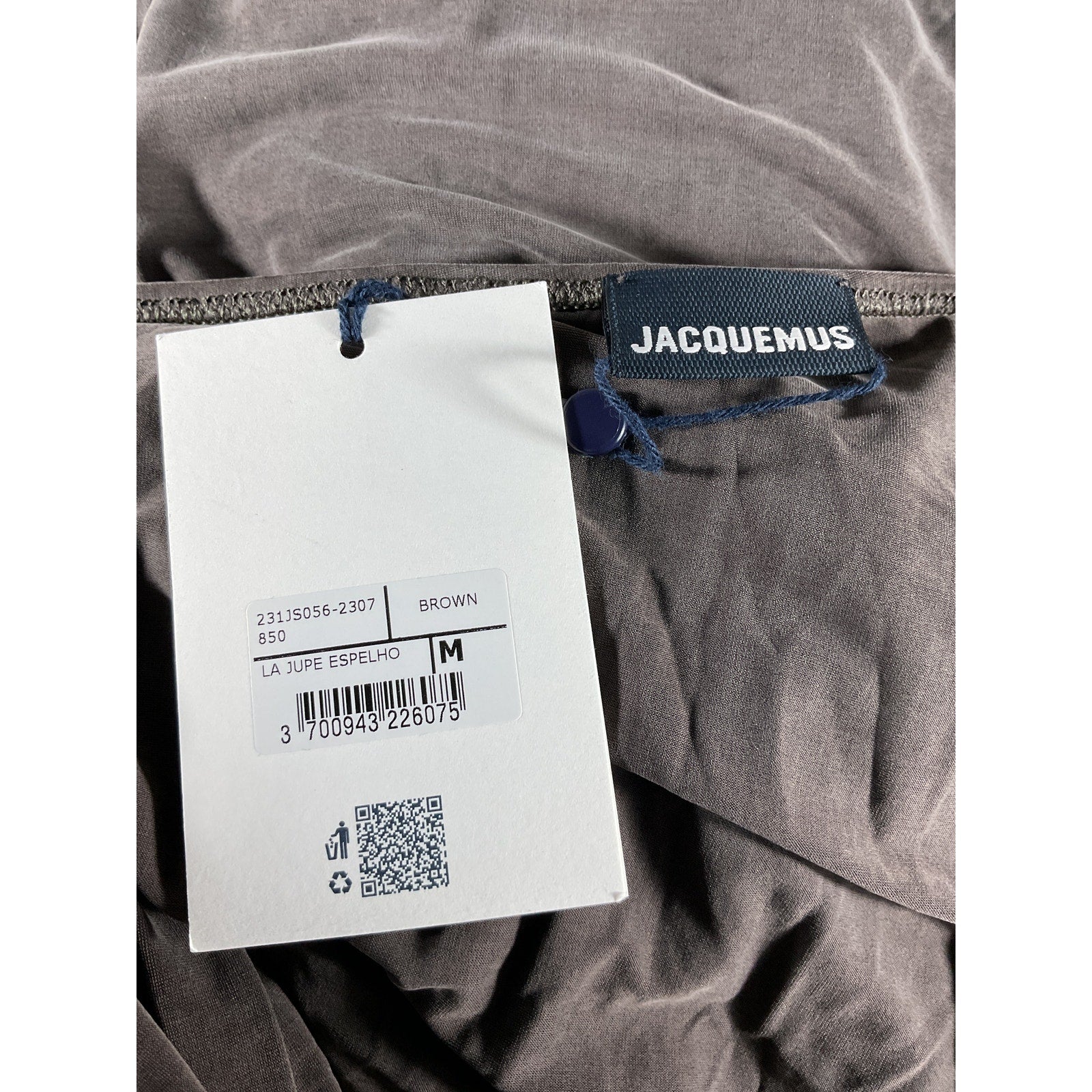 Jacquemus 'La Jupe Espelho' Brown Cupro Skirt Size M - NWT