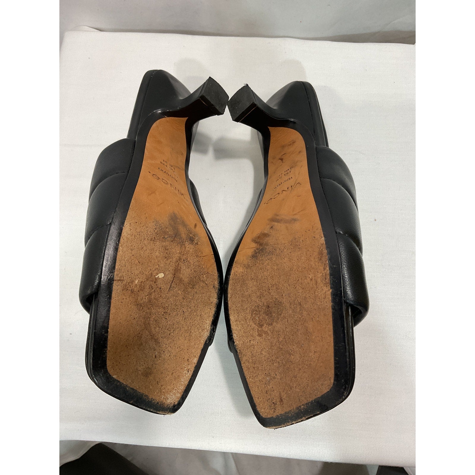 Vince 'Ceil' Black Leather Slide Sandal Size 10