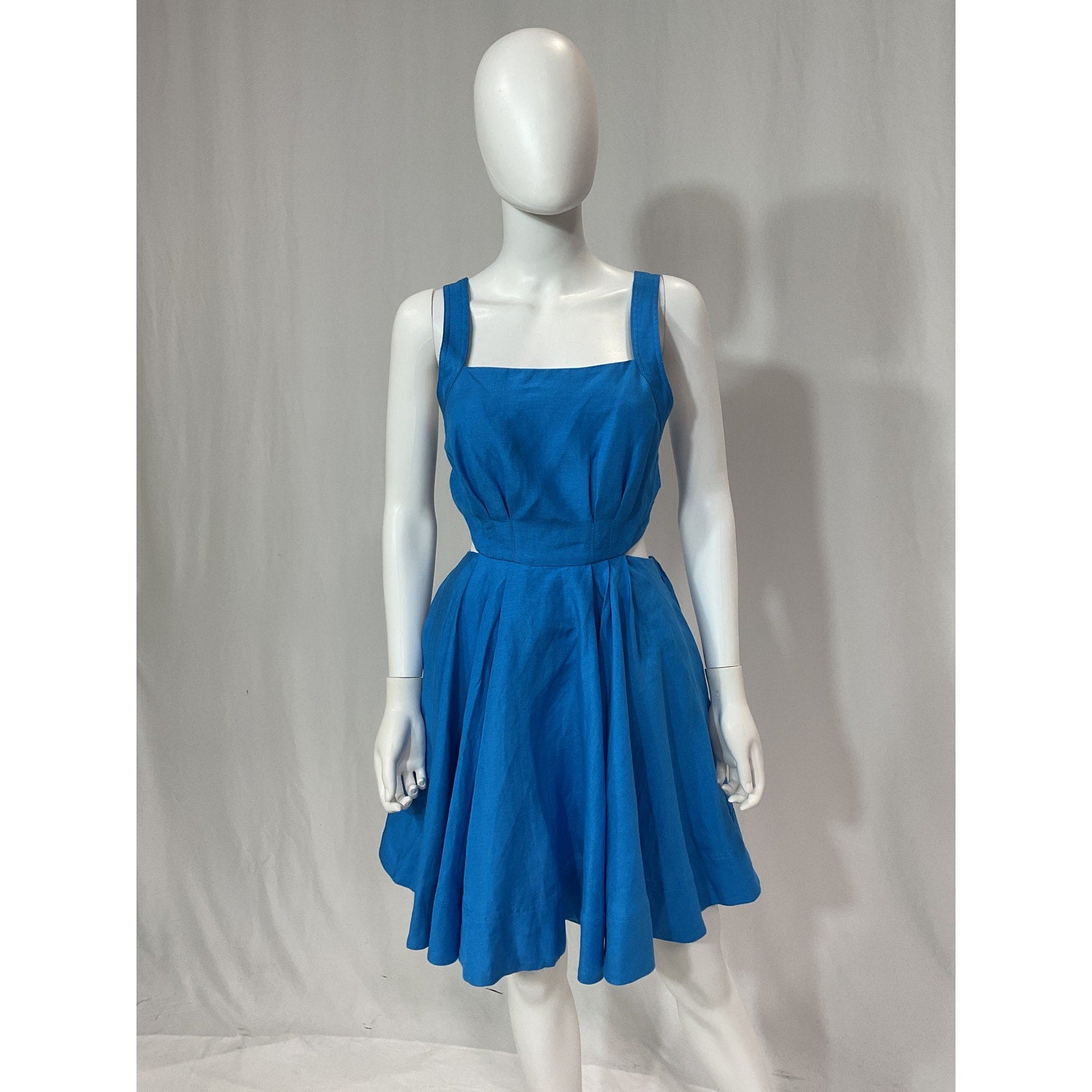 Aje 'Clara' Blue Tie Back Square Neck Mini Dress Size 8