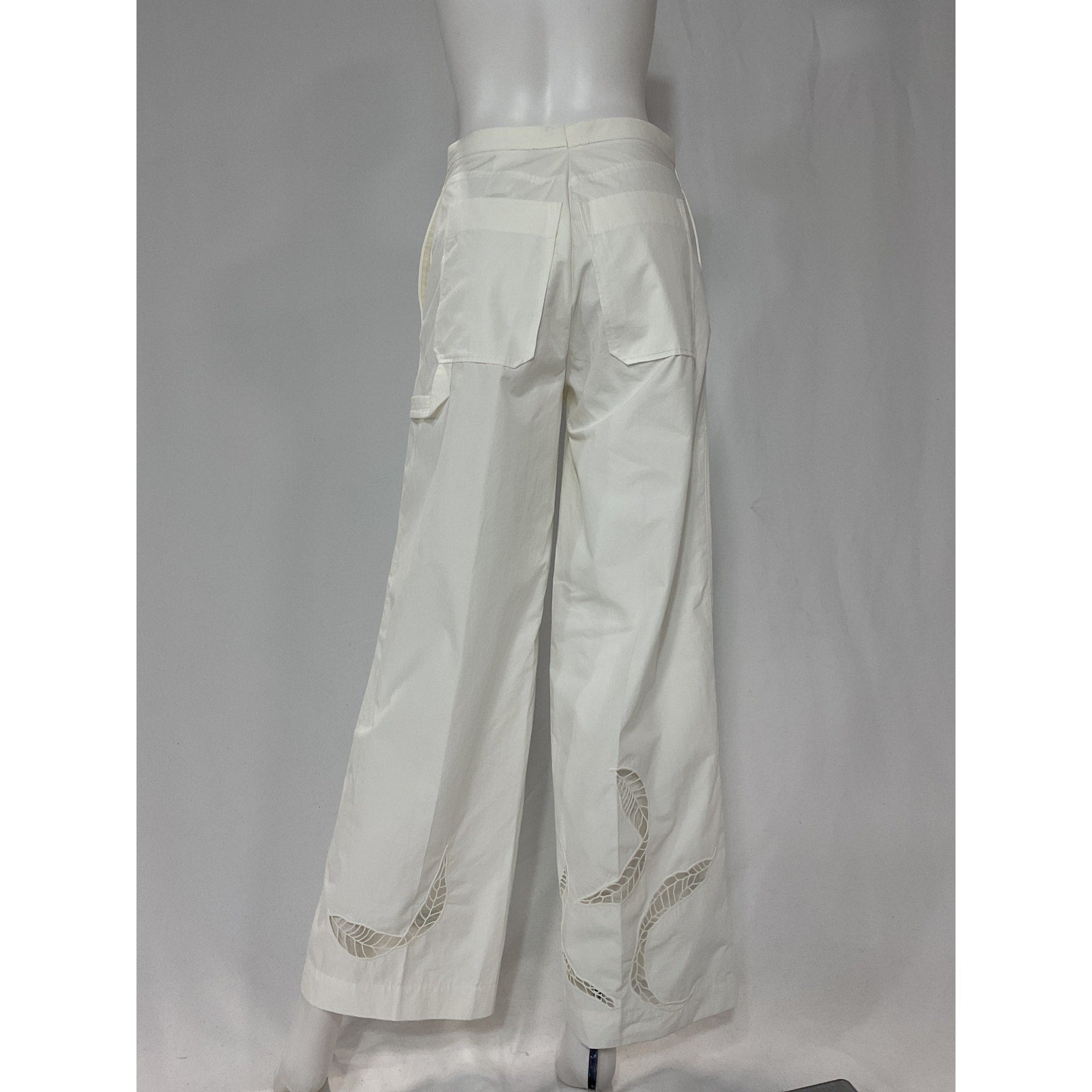 Cos Broderie 'Anglaise' White Wide-Leg Trousers Pants Size 4