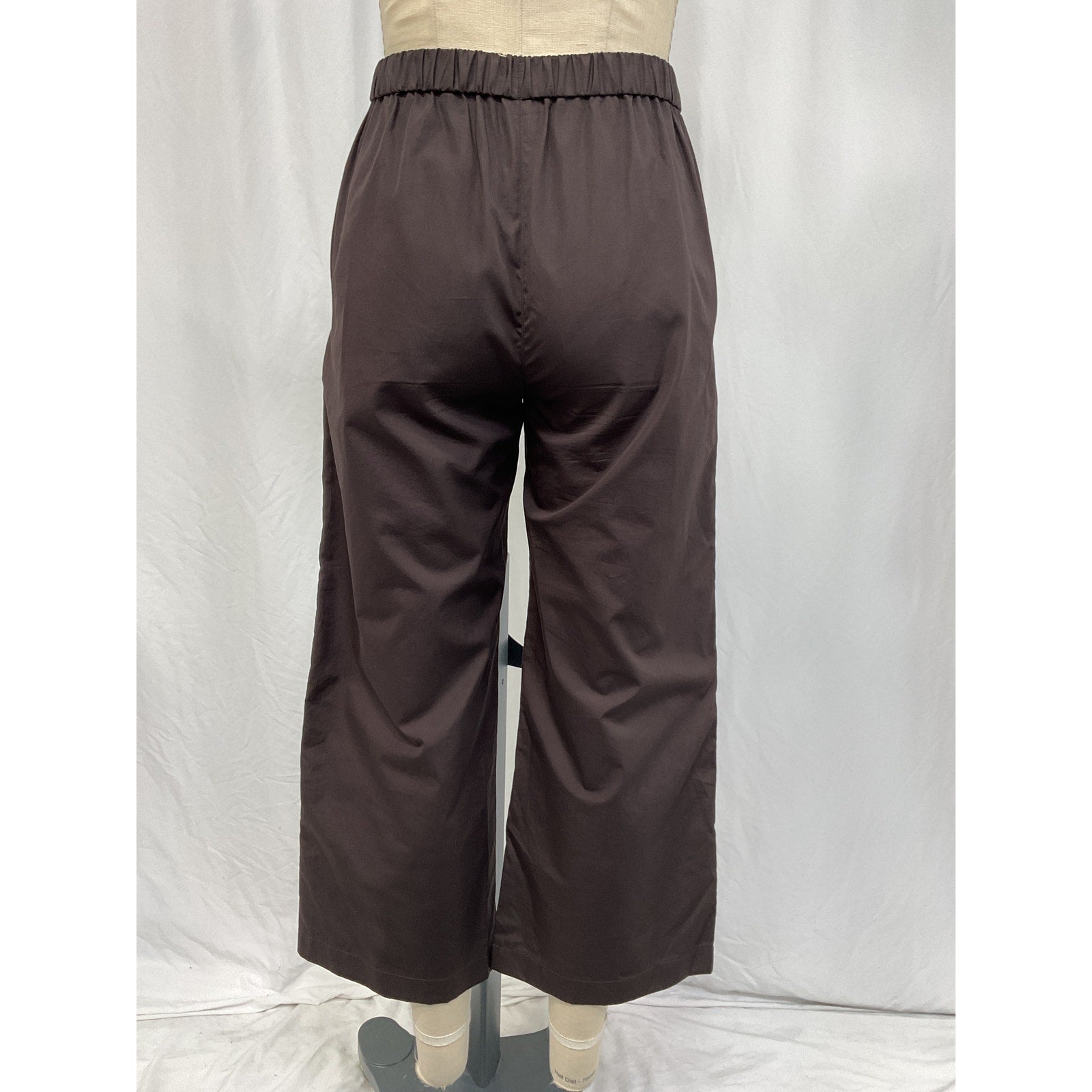 Aspesi Elastic-Waist Black Cotton Wide-Leg Trousers Size 2