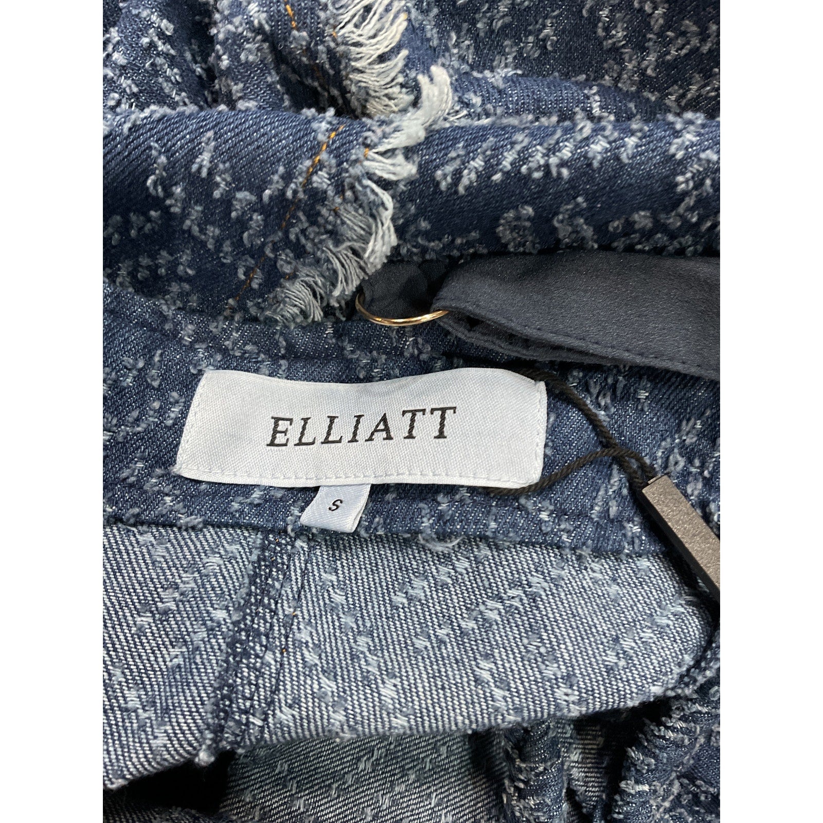 Elliatt 'Cora' Navy Denim Midi Square Neck Dress Size S