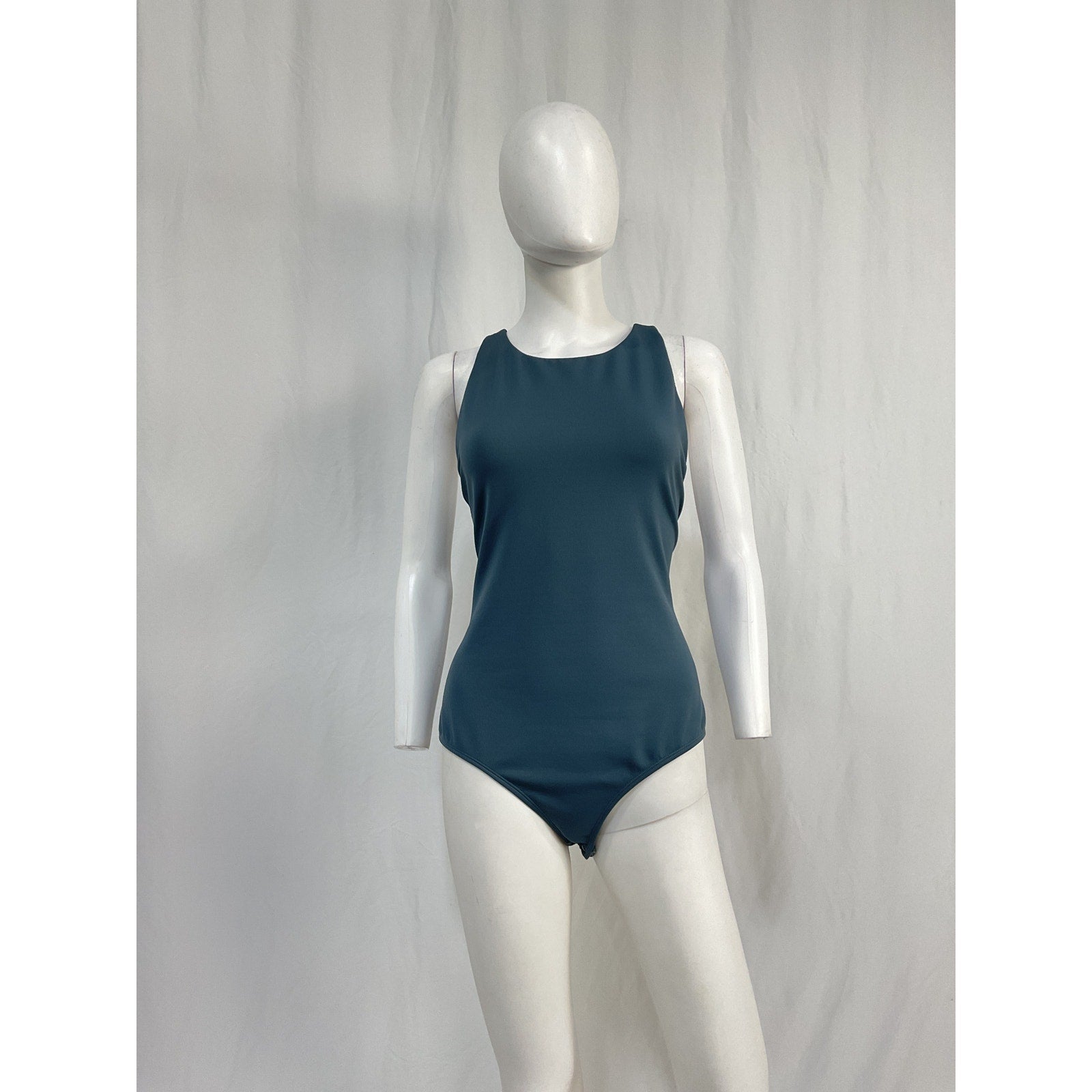 Tibi 'Nitro' Blue Polyamide Jersey Cycling Bodysuit Size L