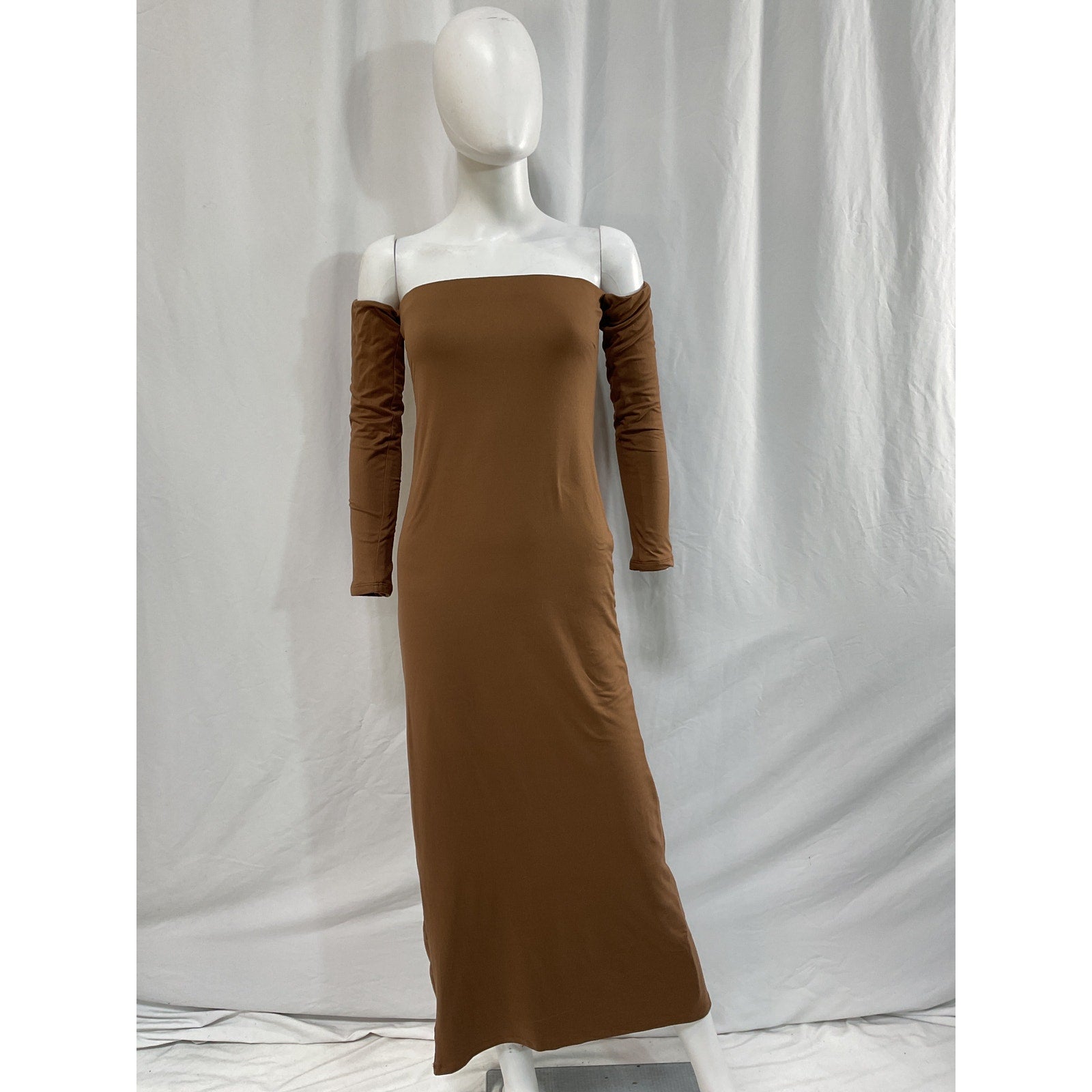 Bumpsuit 'The Angelina' Brown Off Shoulder Dress Size M