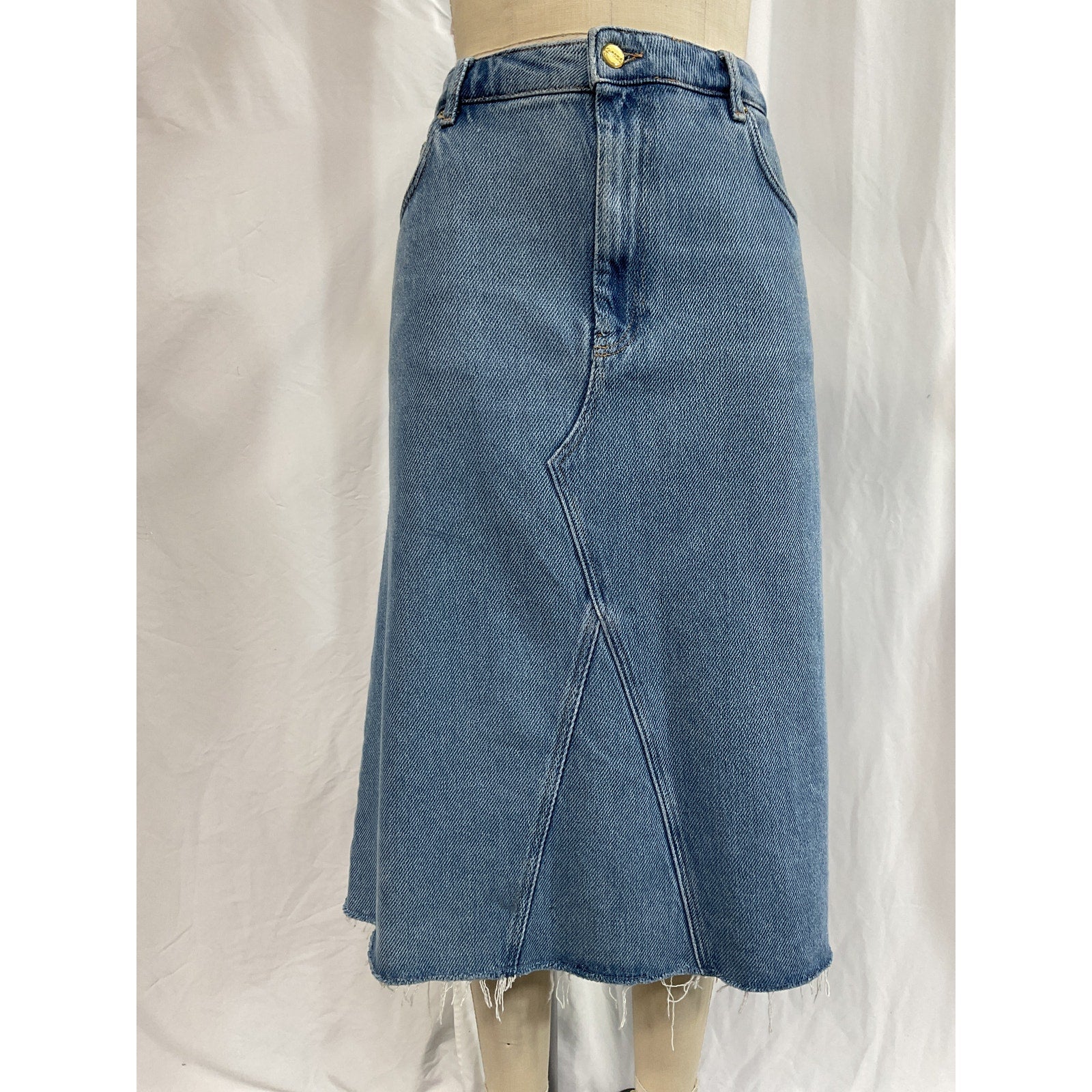 Ganni 'Organic' Blue Denim Midi Skirt Size 12