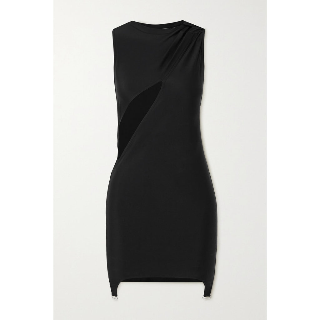 Courr�ges Cutout 'Twisted' Black Polyamide Stretch-Jersey Mini Dress Size L