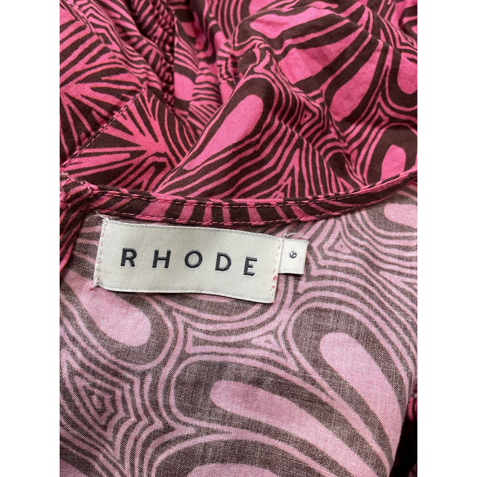 Rhode 'Pia' Pink Cotton Ruched Mini Dress Size 6