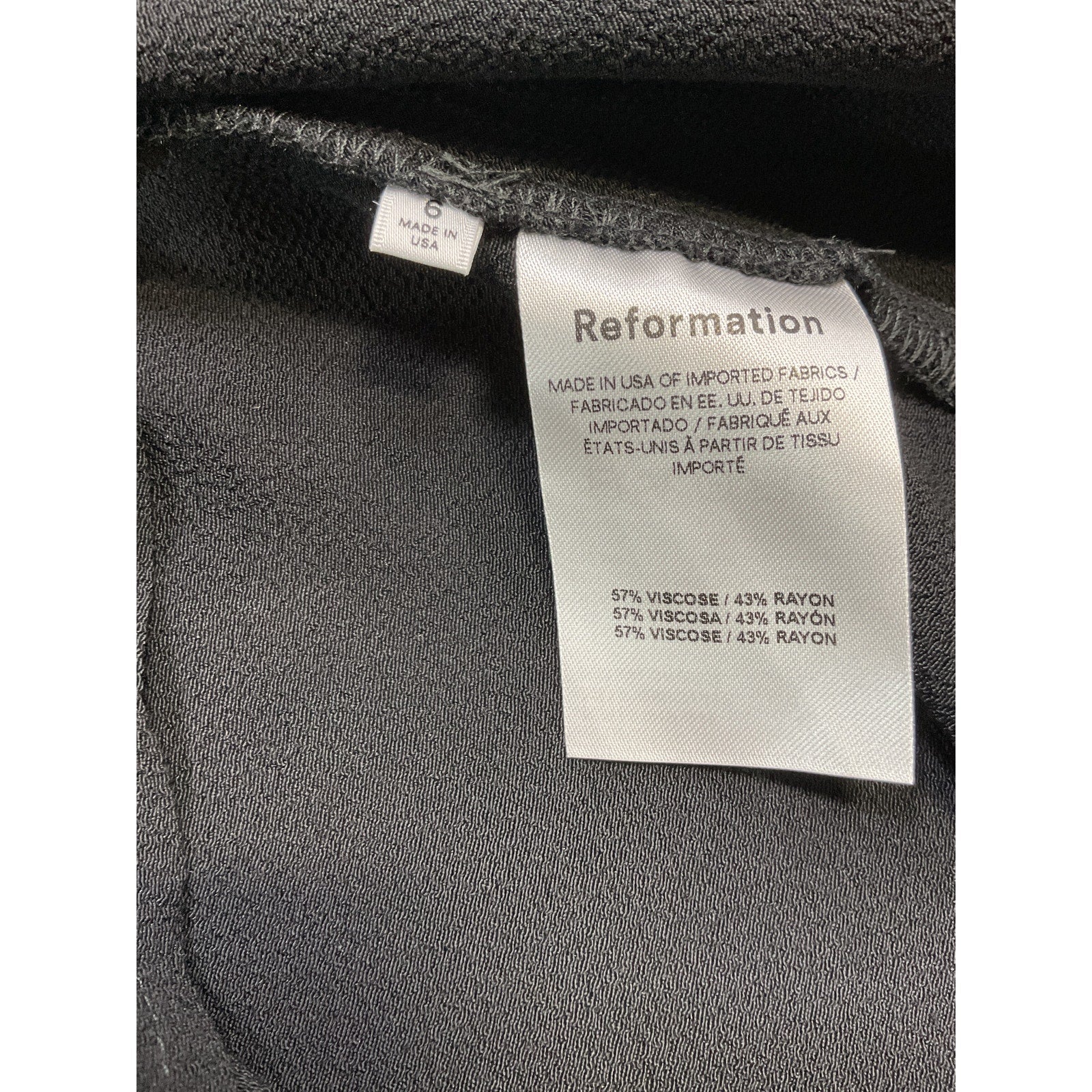 Reformation 'Amani' Black Dress Size 6