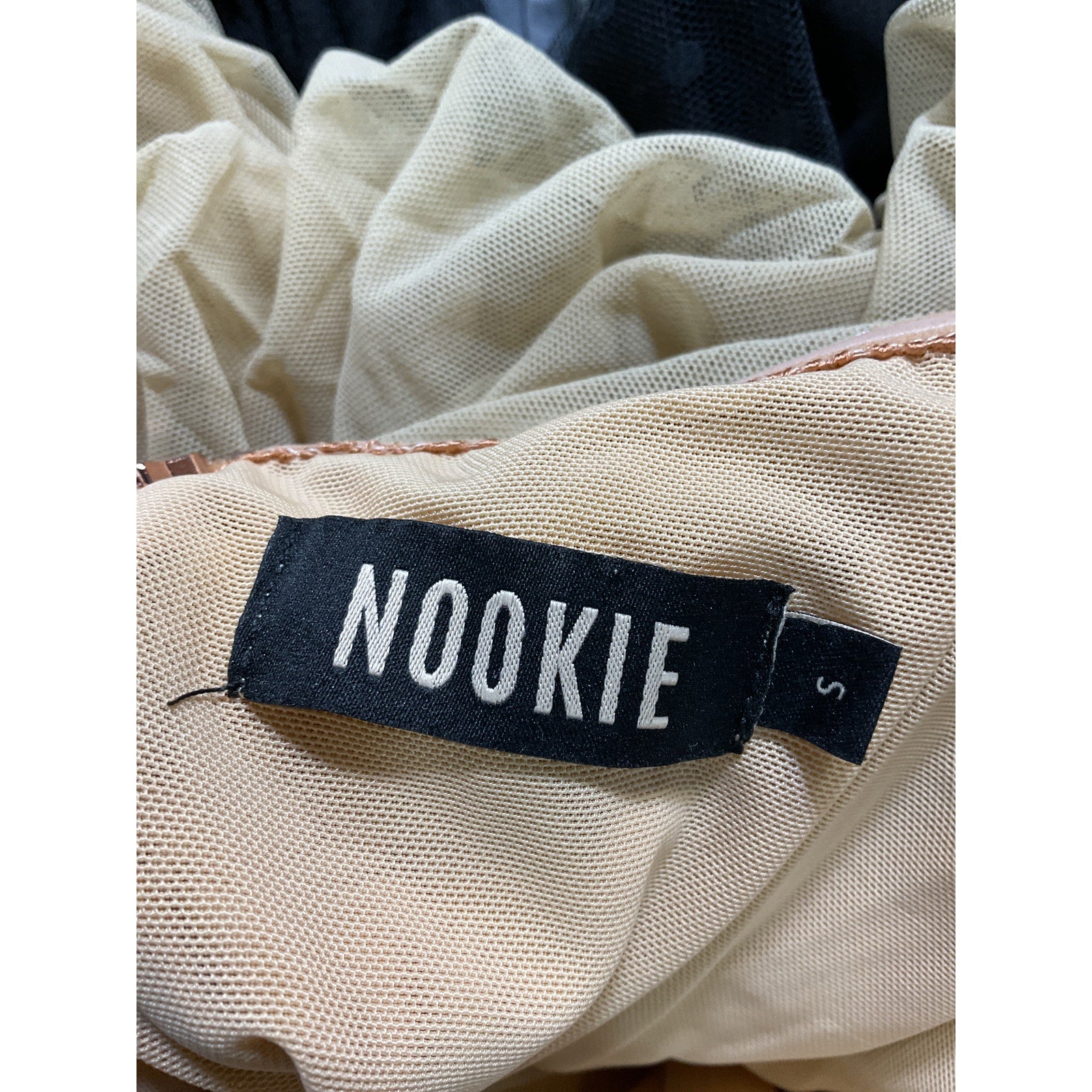 Nookie 'Dita' Tan Mesh Gown Size S