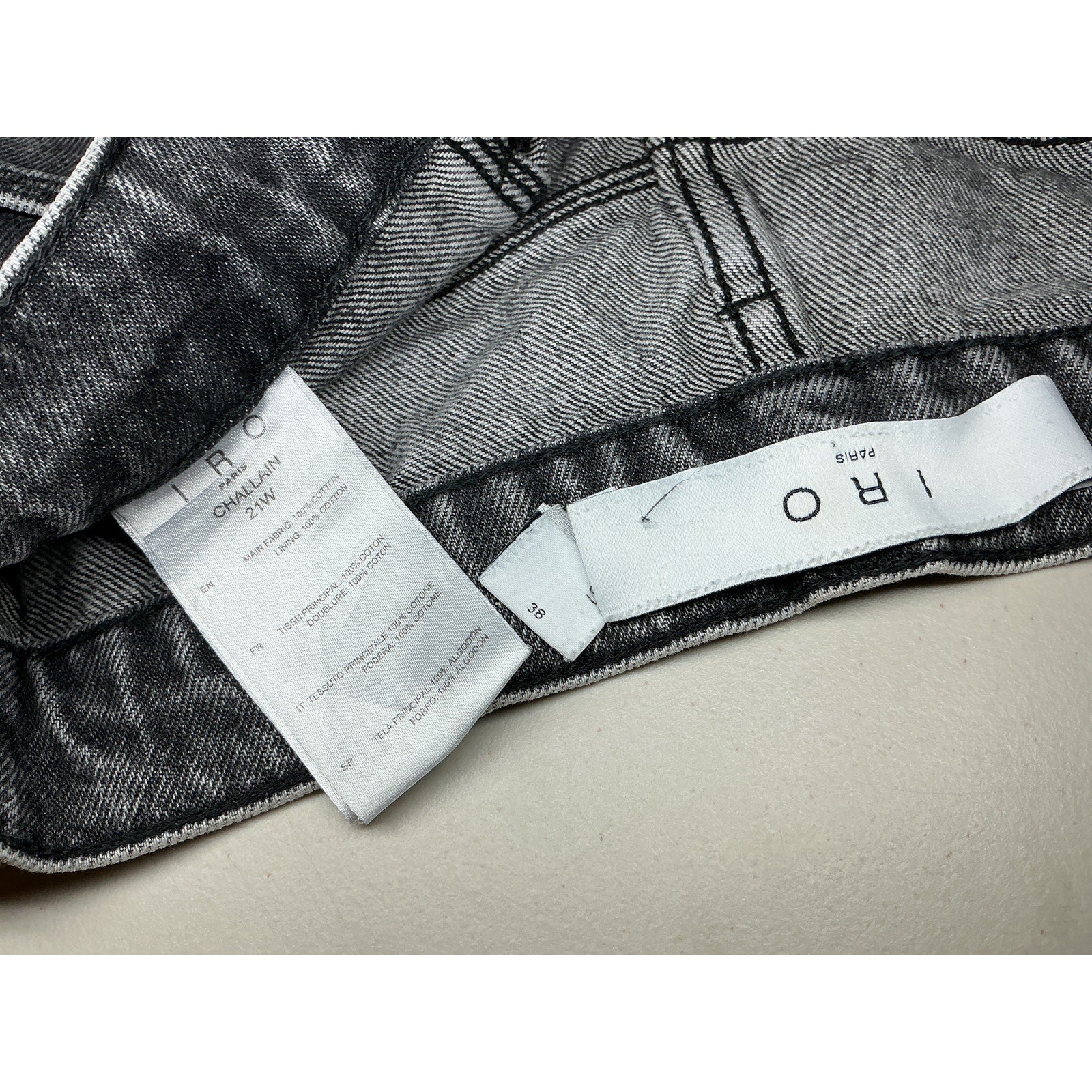 Iro 'Challain' Grey Cotton Denim Jean Size 38