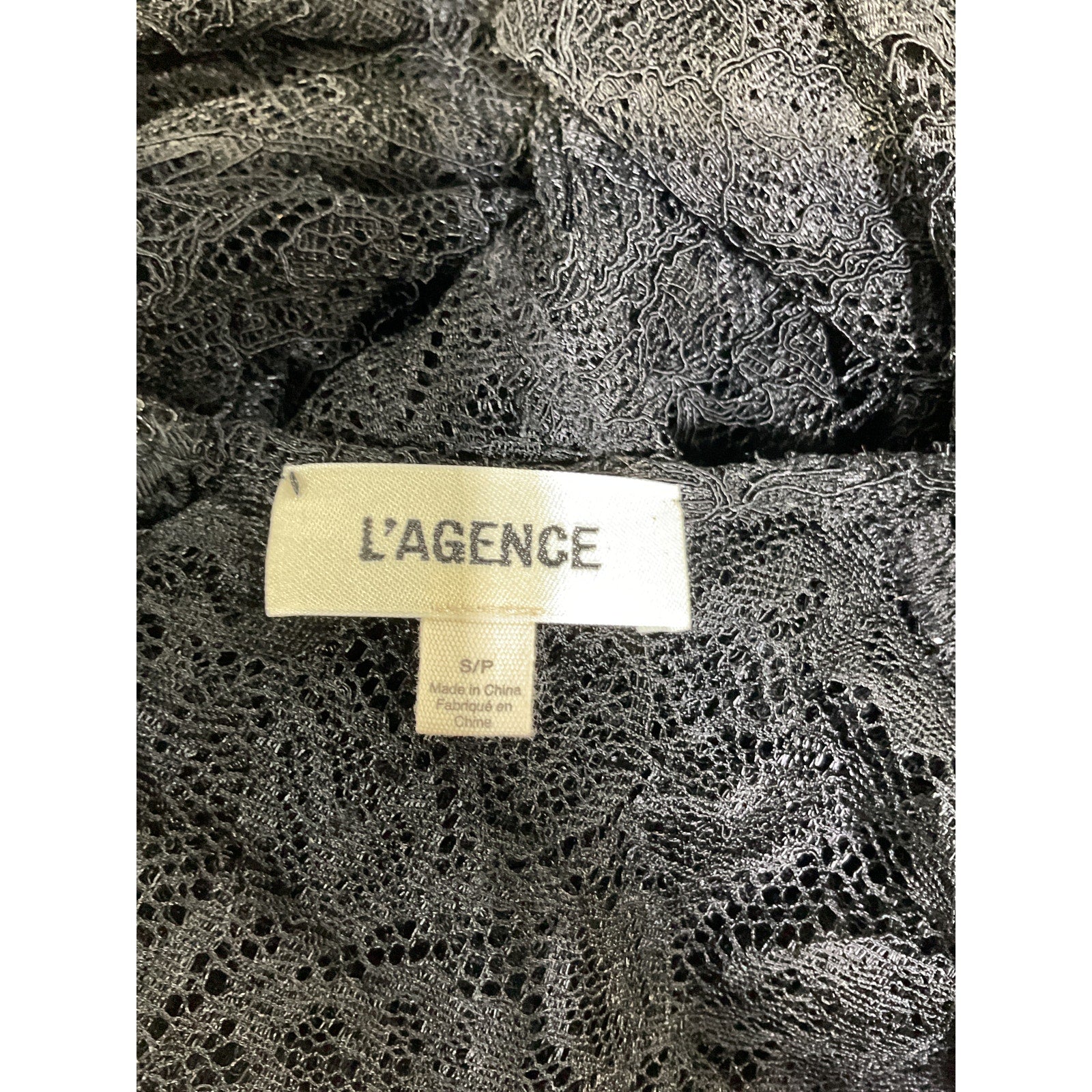 L'Agence 'Ali' Black Lace Jumpsuit Size S