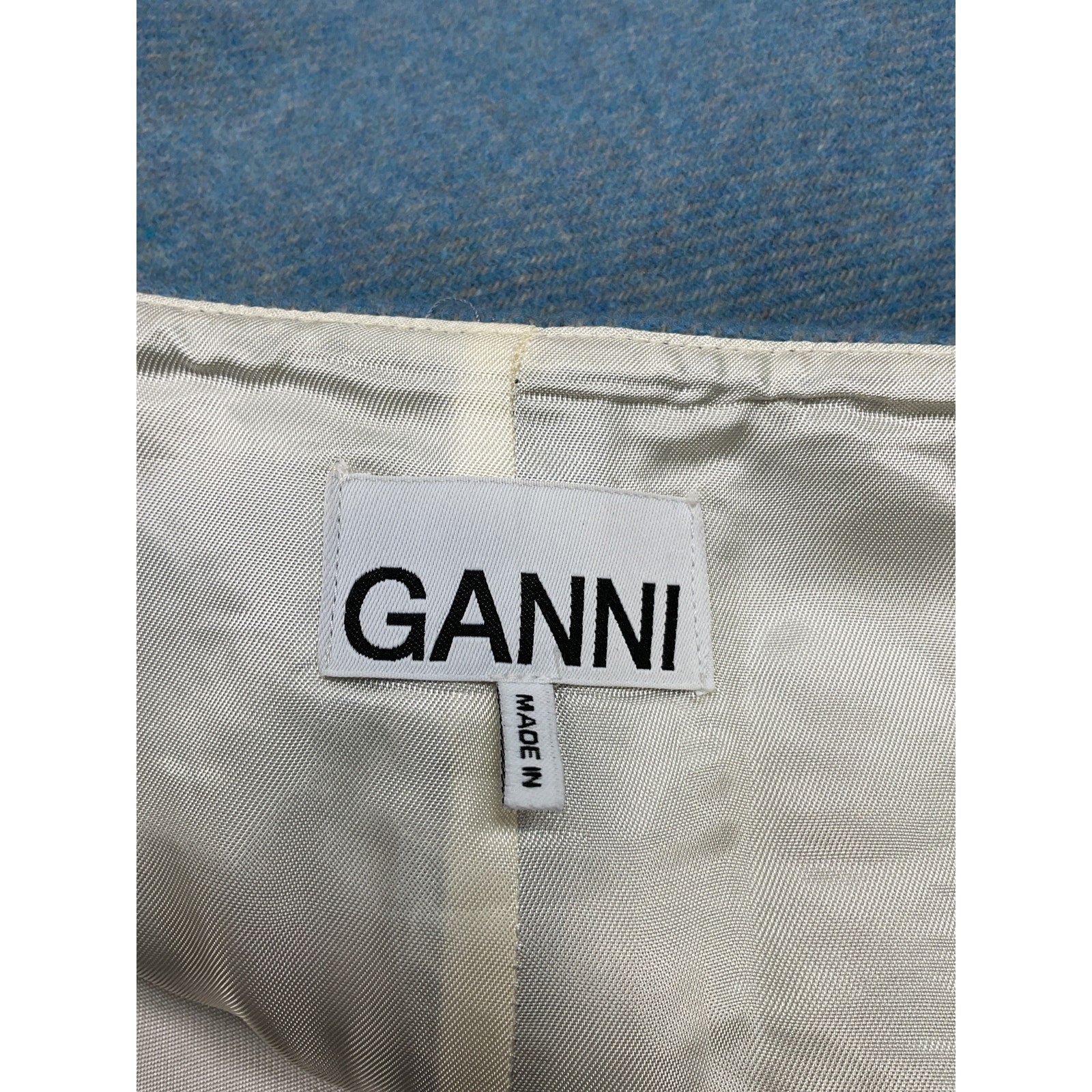 Ganni 'Twill' Blue Wool Suiting Mini Skirt Size 36