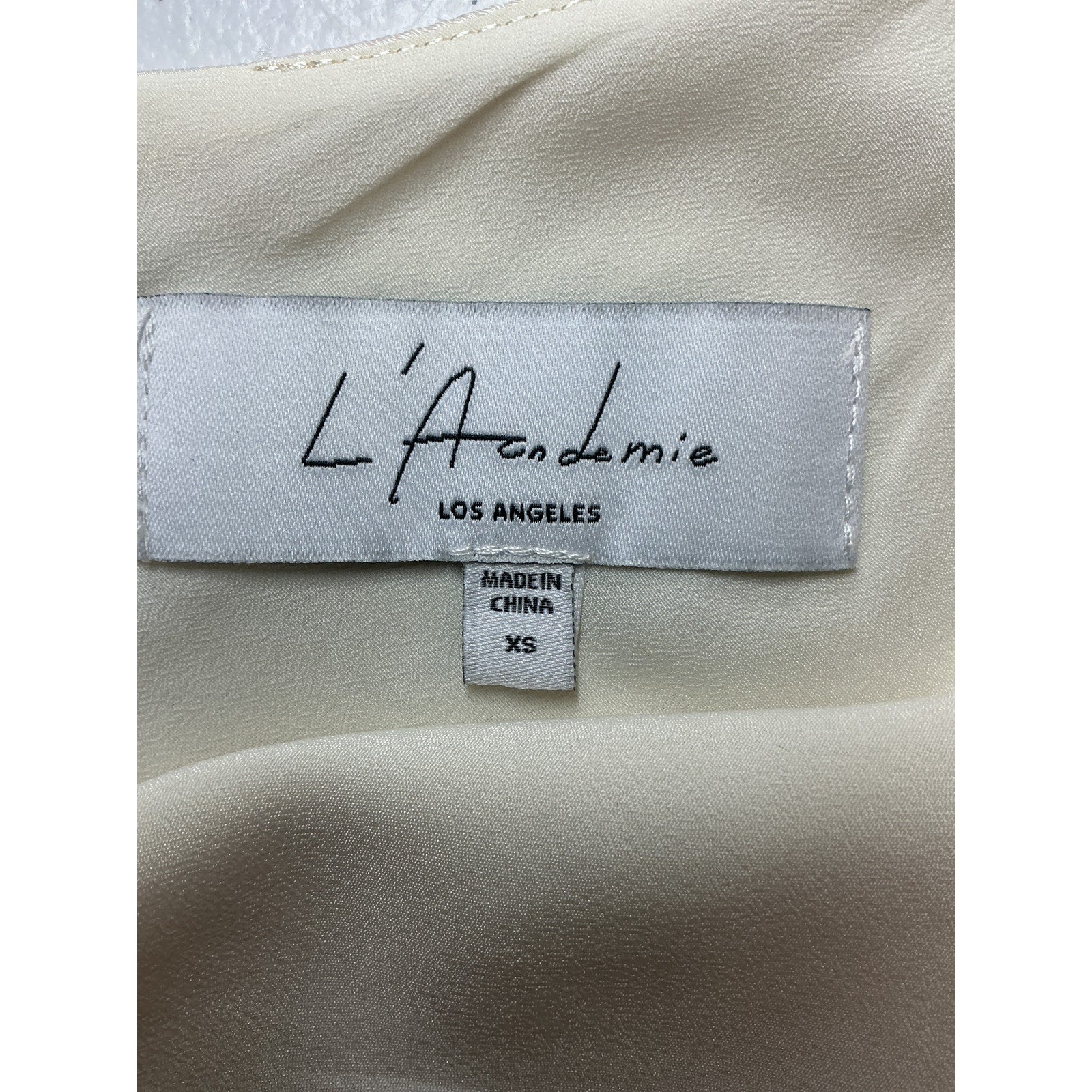 L'Academie 'Anor' White Polyester High Shine Satin Cami Top Size XS