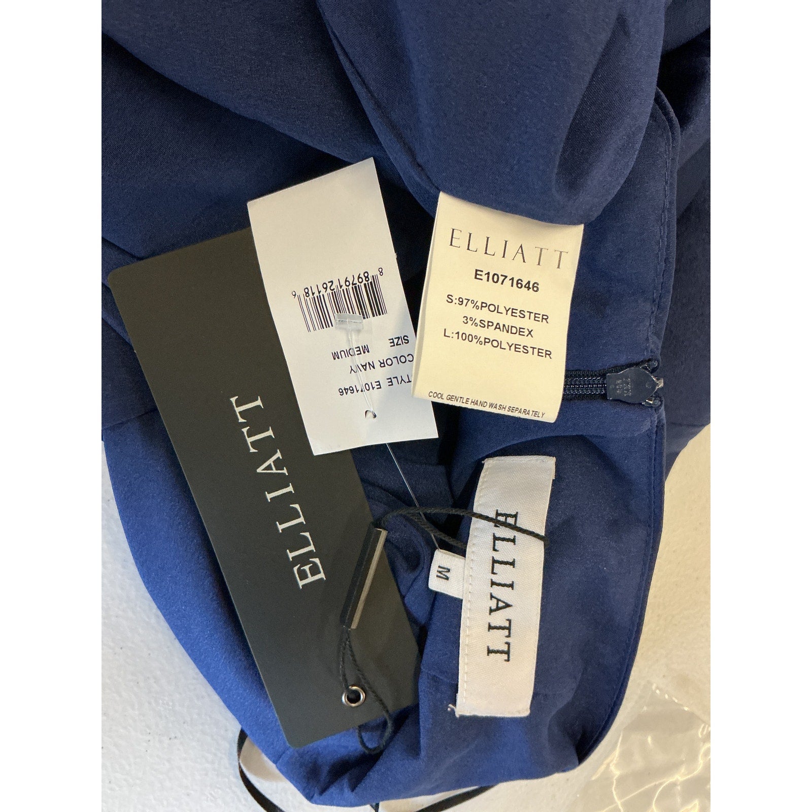 Elliatt 'Camo' Blue Polyester Asymmetric Satin Cocktail Dress Size M