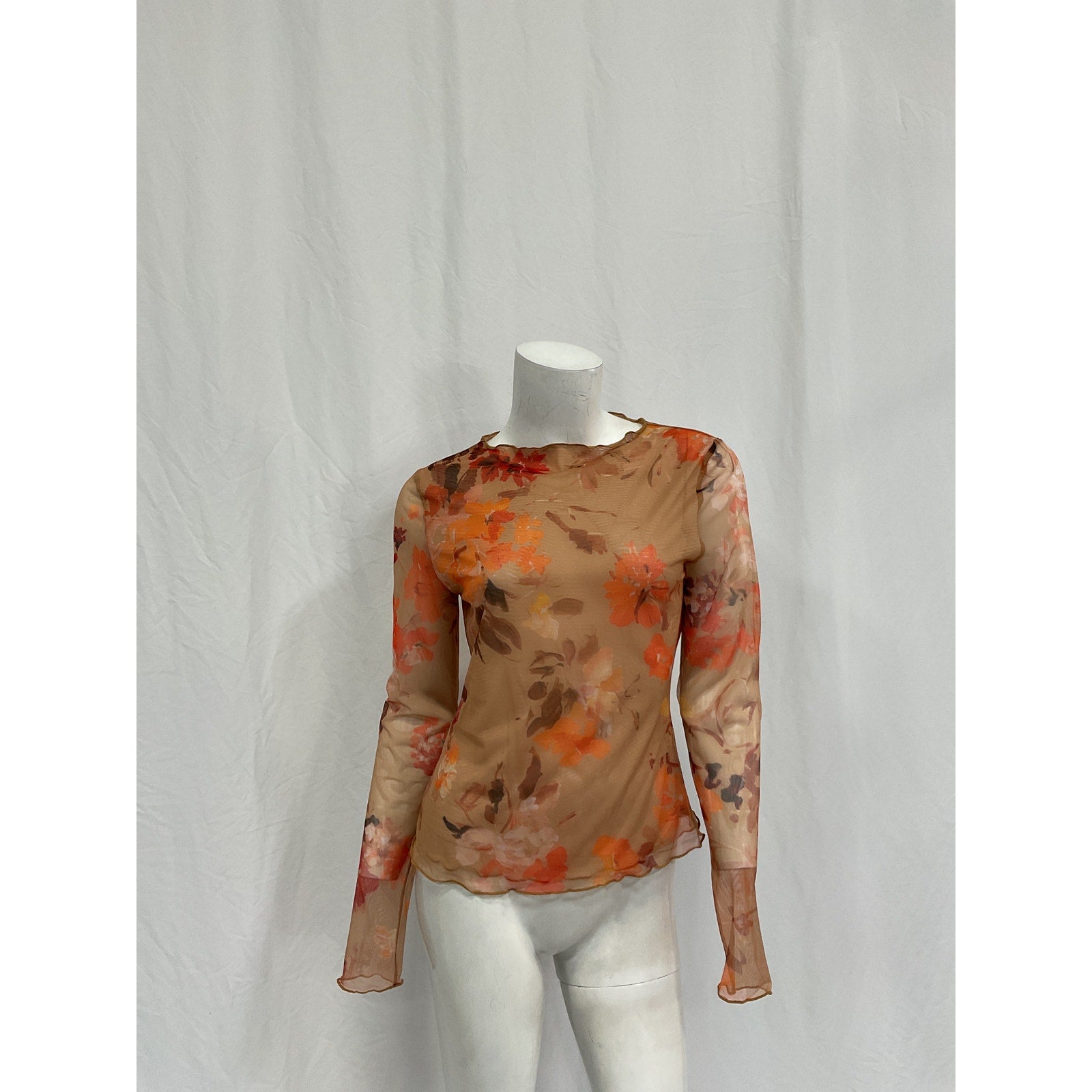 Aje Portal Mesh Tan Polyester Skivvy Top Size S
