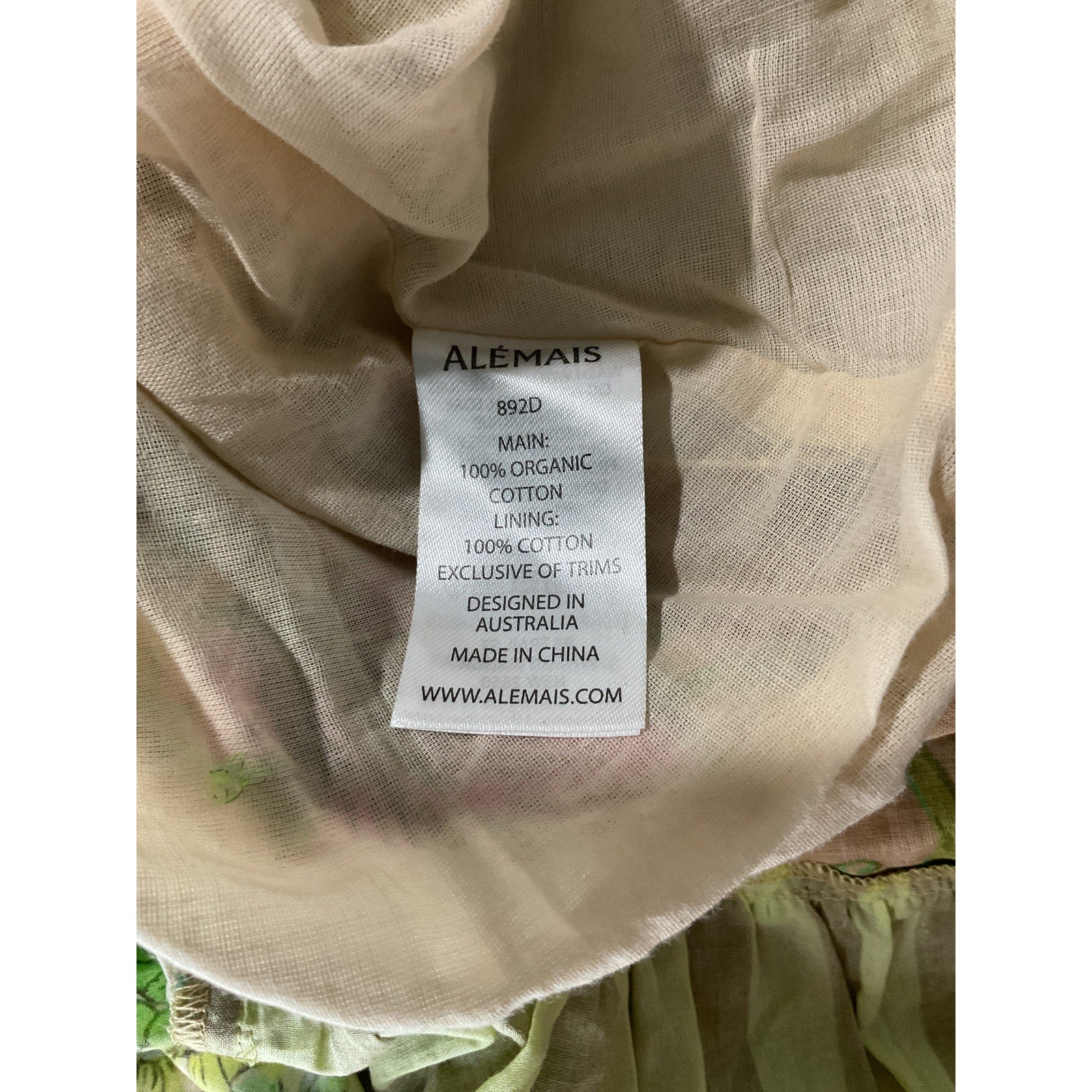 Al�mais 'Winnie' Green Patchwork Appliqu�d Printed Cotton Maxi Dress Size US 4